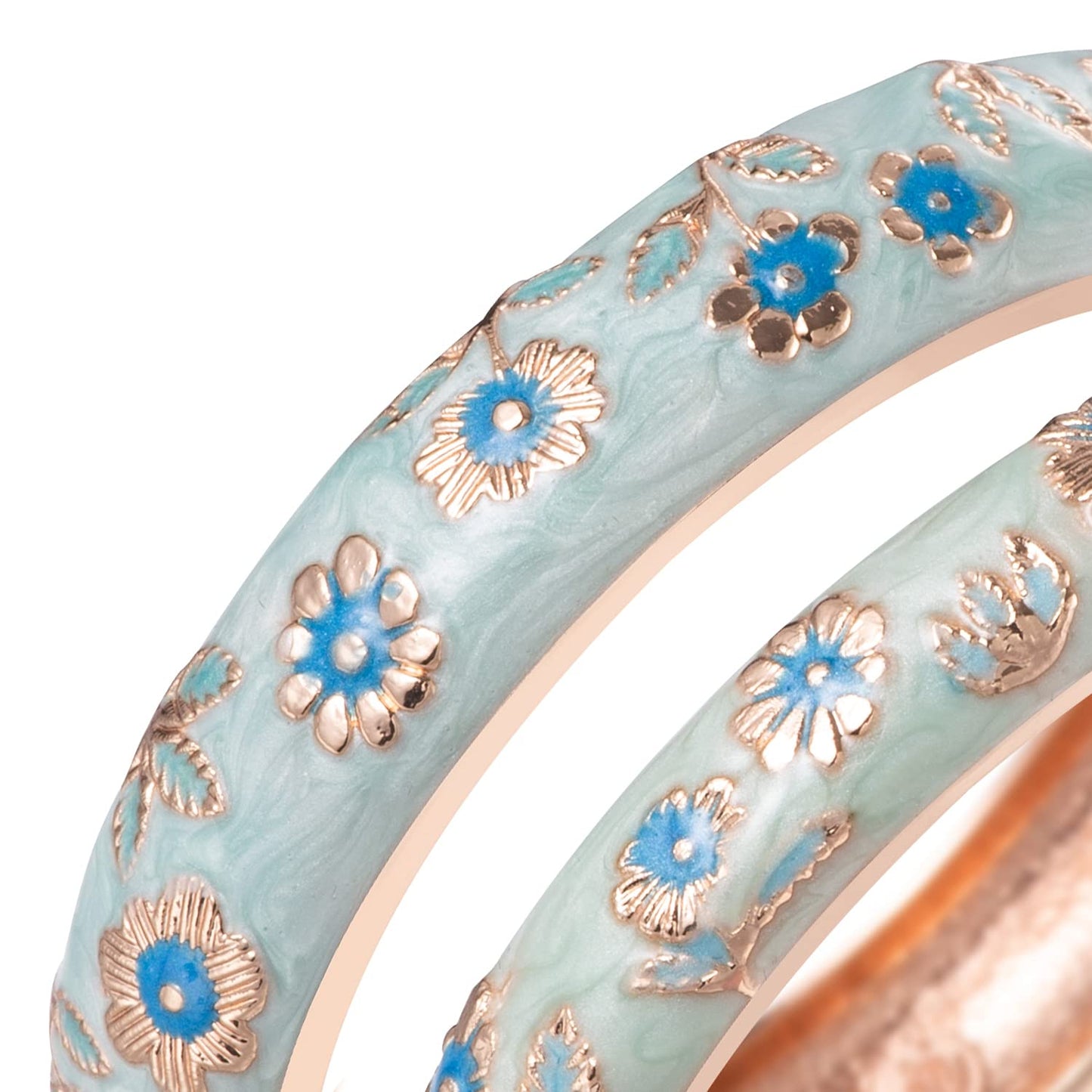 UJOY Cloisonne Bangles Gorgeous National Floral Panda Set Enameled Gold Plated Handcrafted Bracelets Jewelry Gifts 55C36 light blue