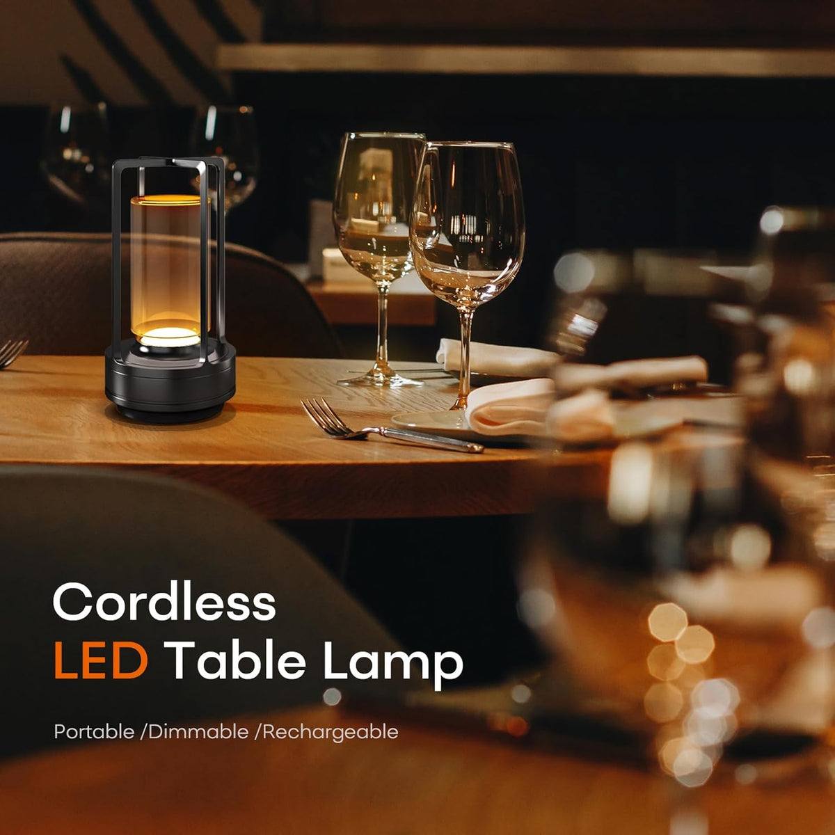 Portable Metal Table Lamp for Indoor/Outdoor ,Rechargeable Cordless LED Lamp, 3-Colour Infinitely Dimming Battery Powered Small Desk Lamp, Restaurant/Bedroom/Bar/Coffee/Camping Light (Grey Set of 2)
