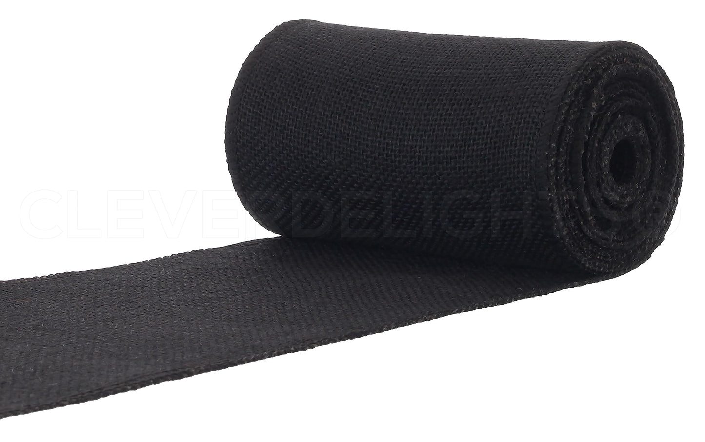 CleverDelights 6" Black Burlap Ribbon - Wired Edges - 10 Yards - Jute Burlap Fabric