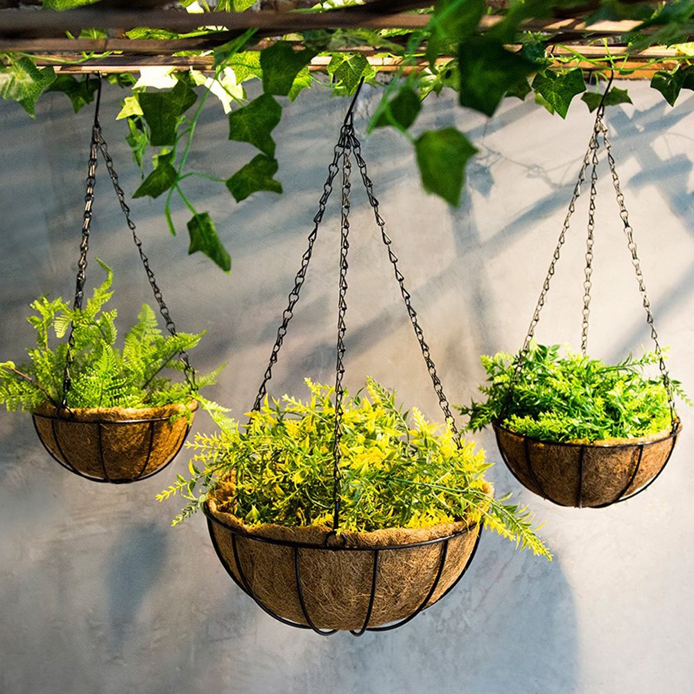 HAZOULEN Black Hanging Basket Hangers Flower Pot Chains Replacement Plants Hangers, 4 Pack, 20 inch