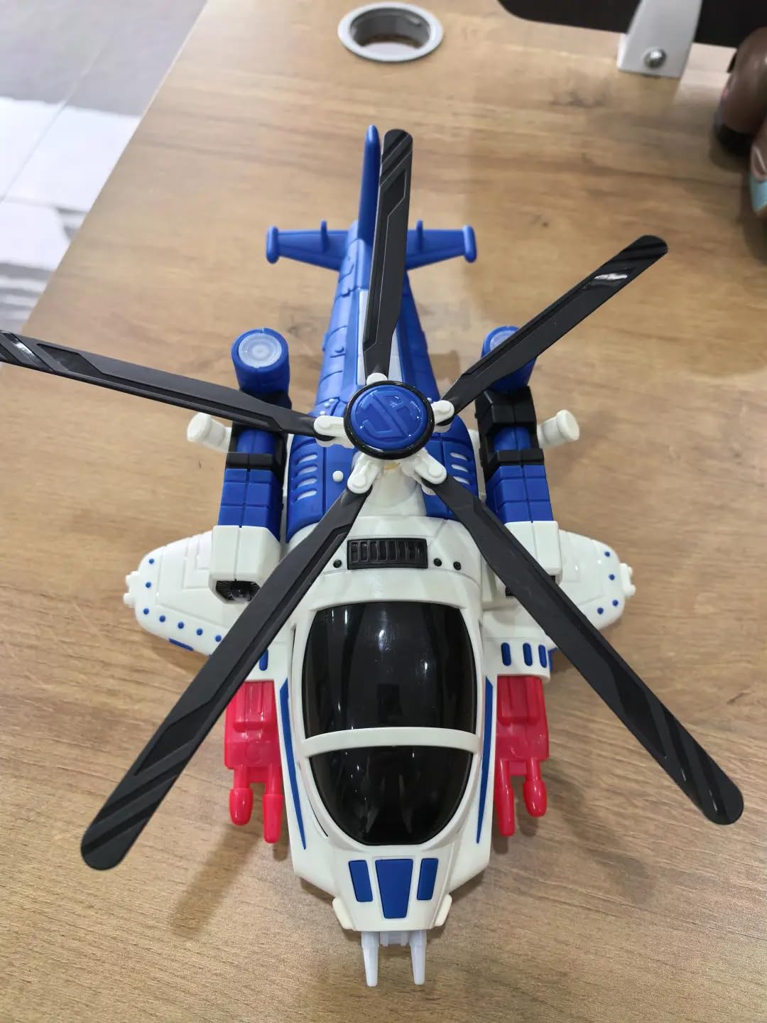 victob Light-Up Helicopter Toy for Toddlers, 360° Rotating Airplane Toy with Music and Bump & Go, Birthday Gift for Boys Ages 3-5 (Blue)