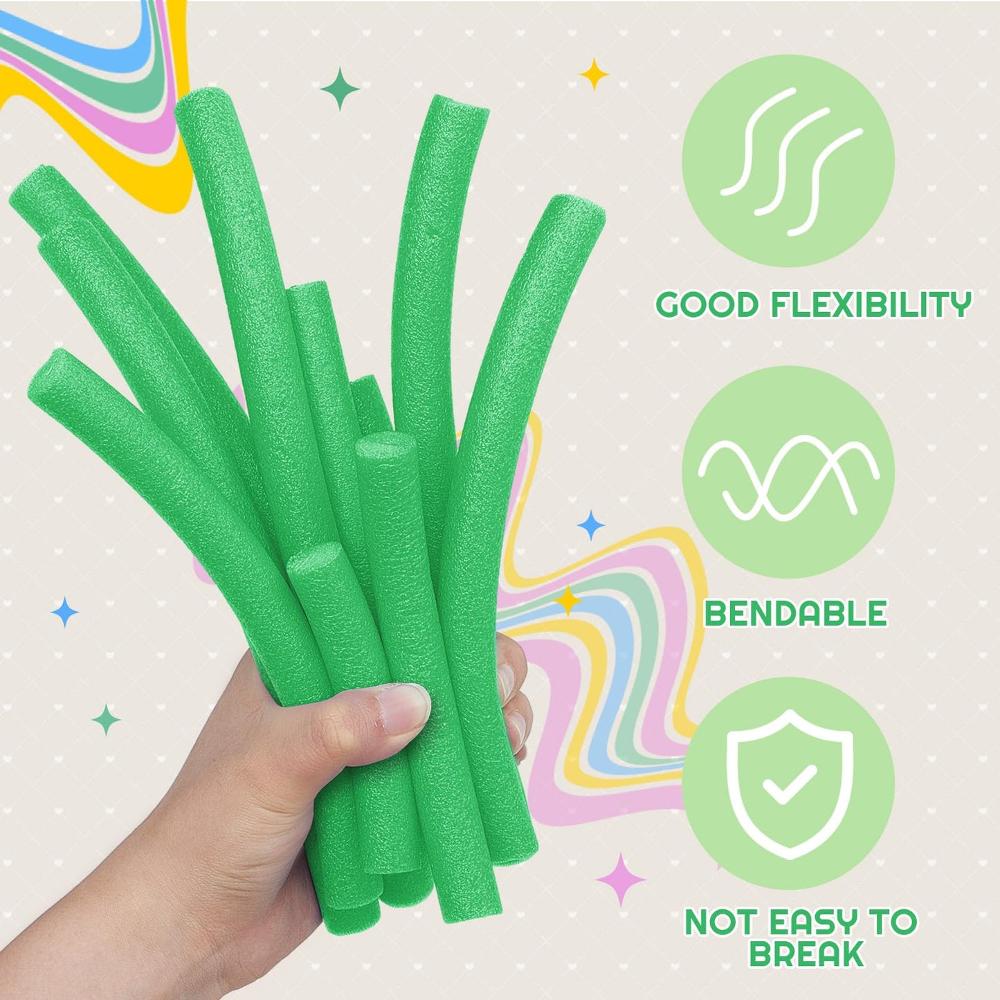 Frienda 5/8 Inch x 40 Ft Dark Green Foam Noodles for Crafts Versatile Pool Noodles Foam Tubes Cylinder Rods for Modeling, DIY Arts and Crafts Supplies