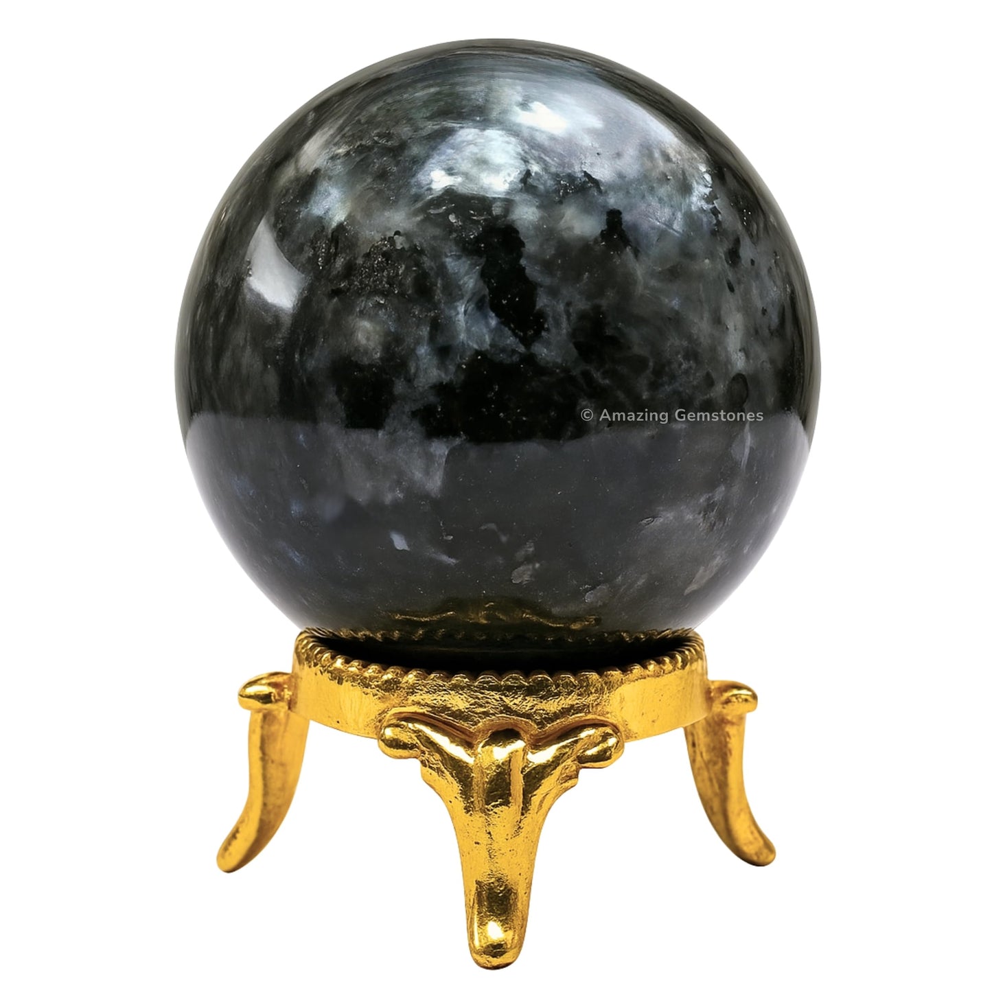 Amazing Gemstone Larvikite Crystal Ball with Stand - 2" Inches Crystal Sphere Meditation Balls for Witchcraft and Decorative Balls