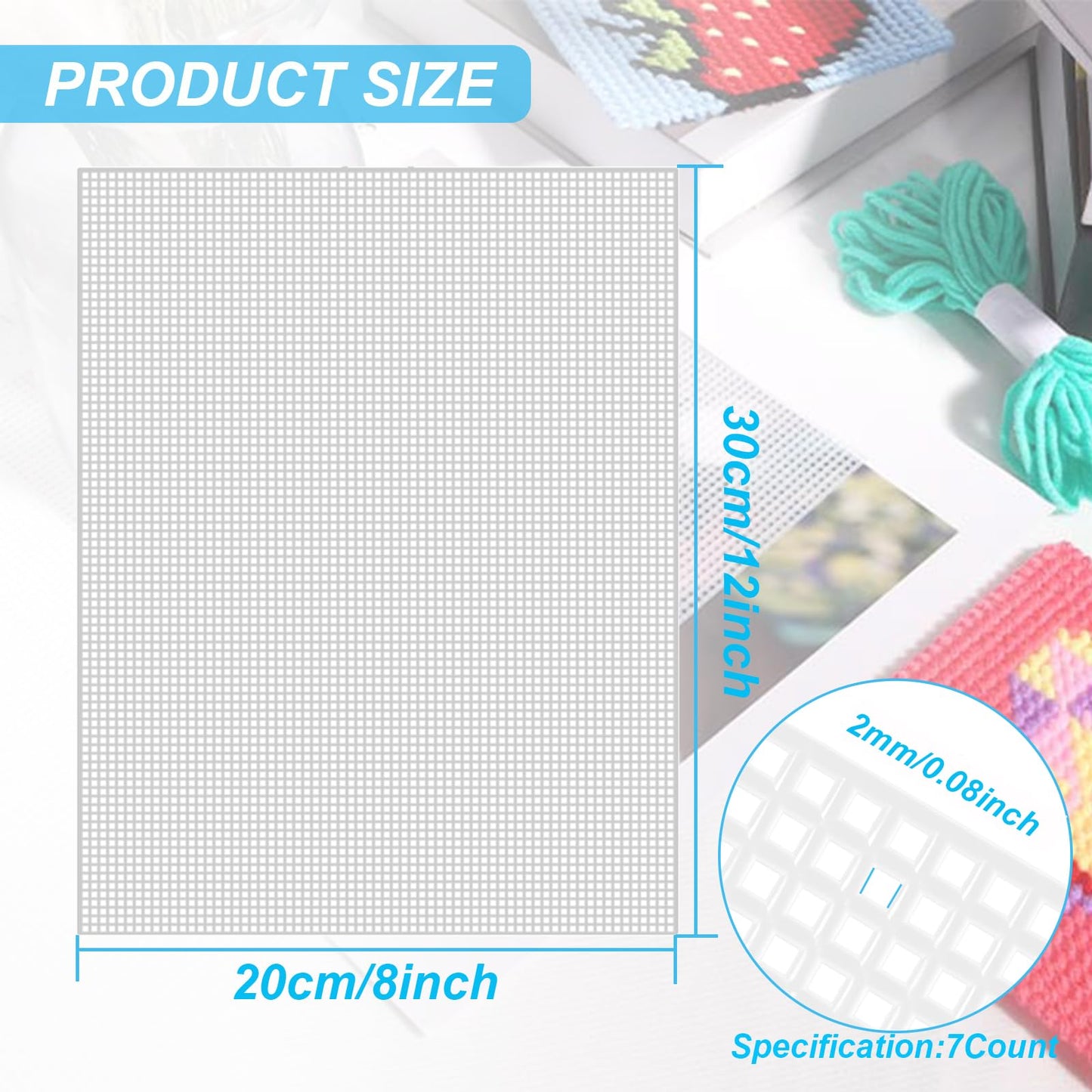 20 Pieces 7 Count Plastic Canvas Sheets, 8x12 Inch Plastic Mesh Sheet for Crafts, Eye Mesh Needlepoint Canvas 18 Mesh for Embroidery, Acrylic Yarn Crafting, Knit Crochet Projects and Make Dividers