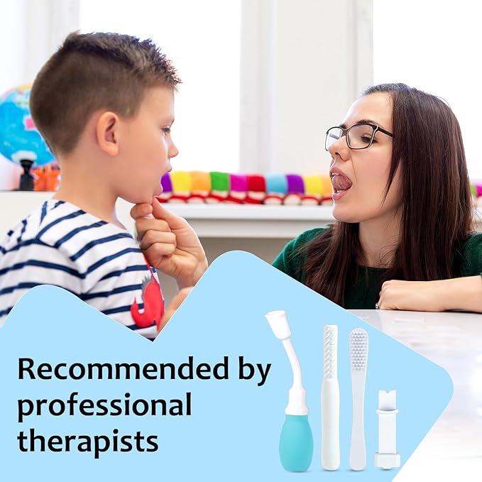 Tongue Exerciser Kit, Promotes Independent Eating and Clear Articulation– Oral Motor Stimulation Kit for Swallowing –Helps Support Oral Muscle Training for Home and Family Use