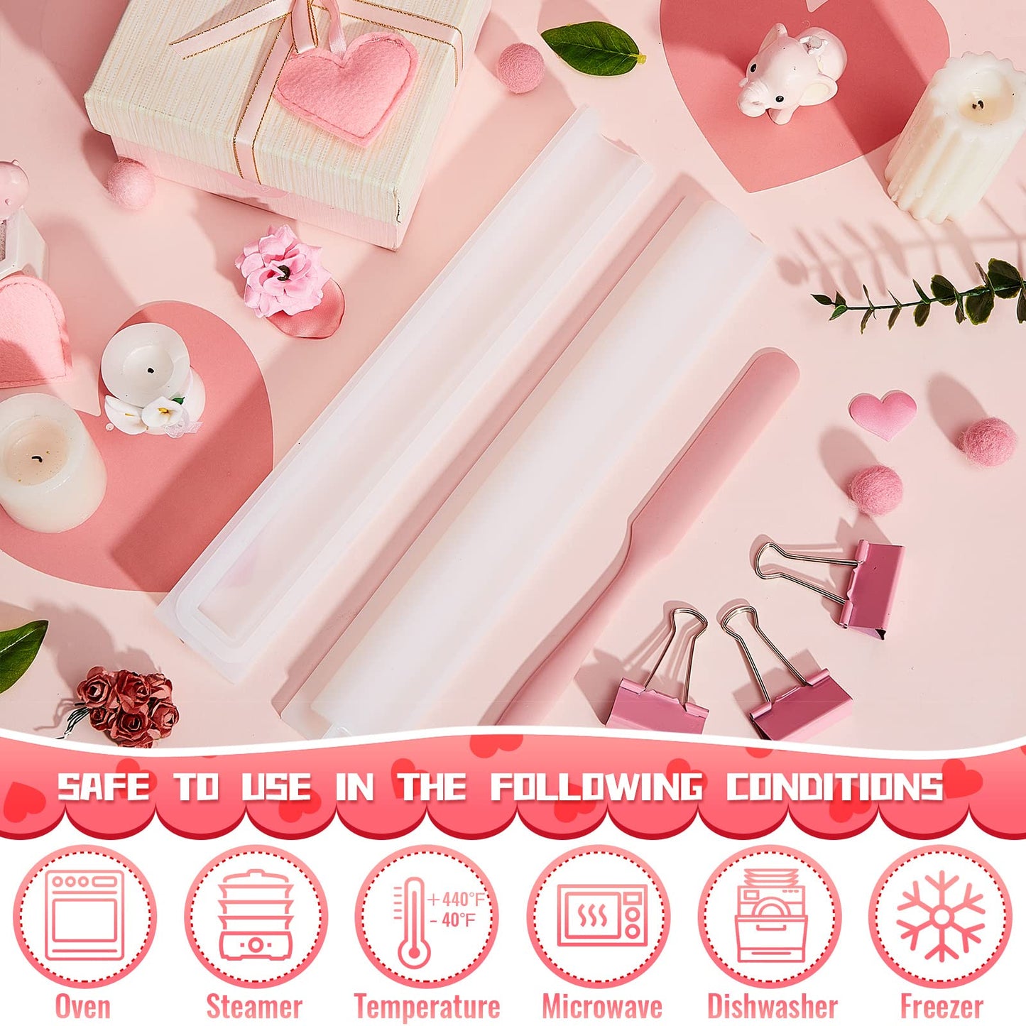 Tessco for you Heart Shaped Long Tube Silicone Mold Tree Shape Soap Embed Molds Column Making Supplies with Spatula 3 Pcs Binder Clips for Christmas Soap Chocolate Candy Cake