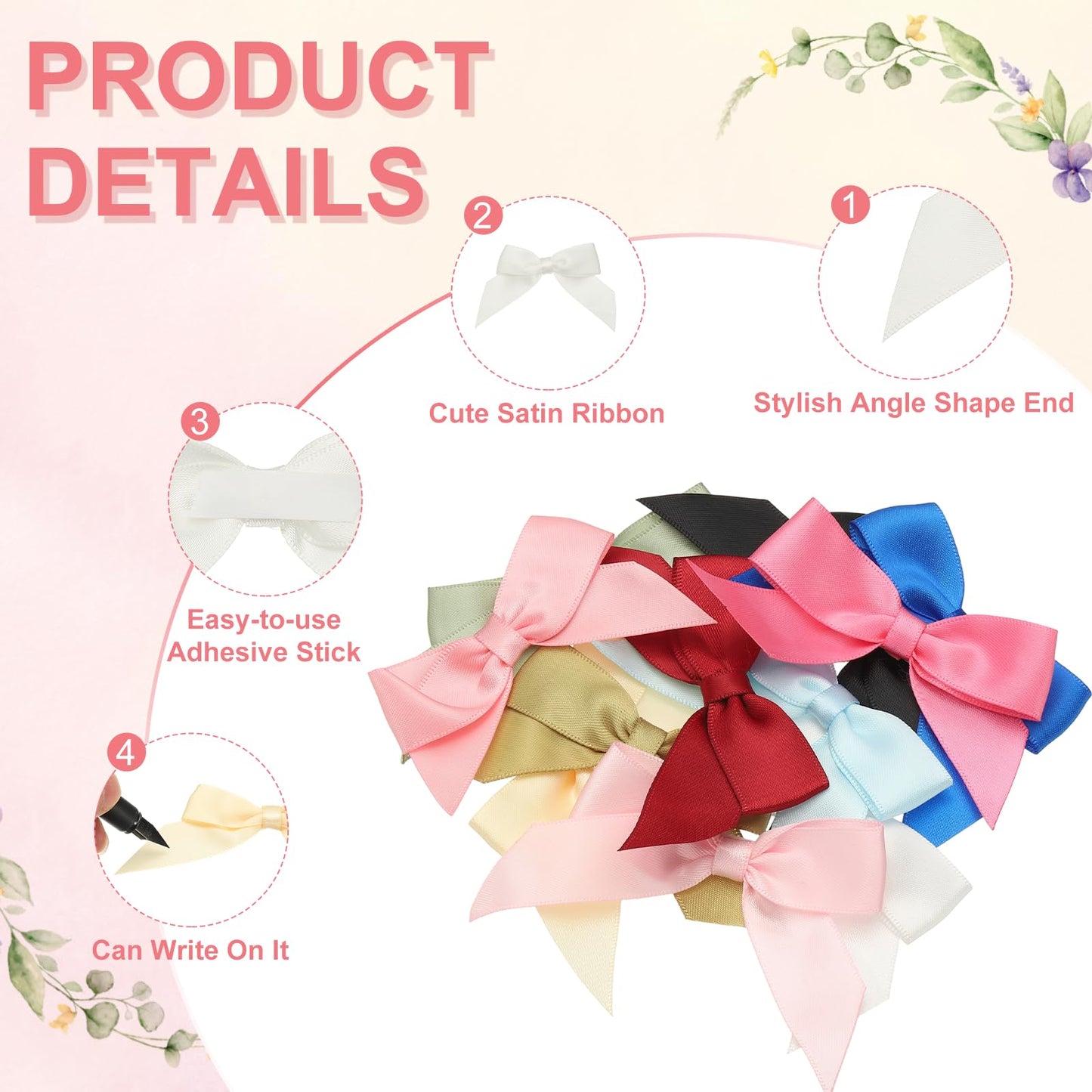 uxcell 1 Set Satin Ribbon Bows, 2.5" Self Adhesive Satin Bows Premade Craft Bow with Double-Sided Tape for Gift Wrapping Making Crafts Birthday Party Wedding Decorations, Black, White