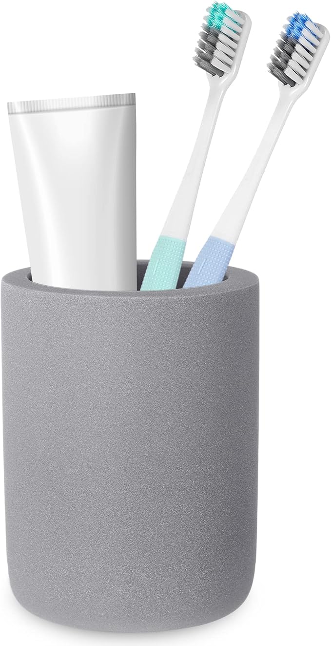 Diatomite Toothbrush Holder, BOJDOPIE Water Absorption Quick Drying Bathroom Countertop Organizer, Stand Cup for Toothpaste Makeup Brushes Razors (Grey)