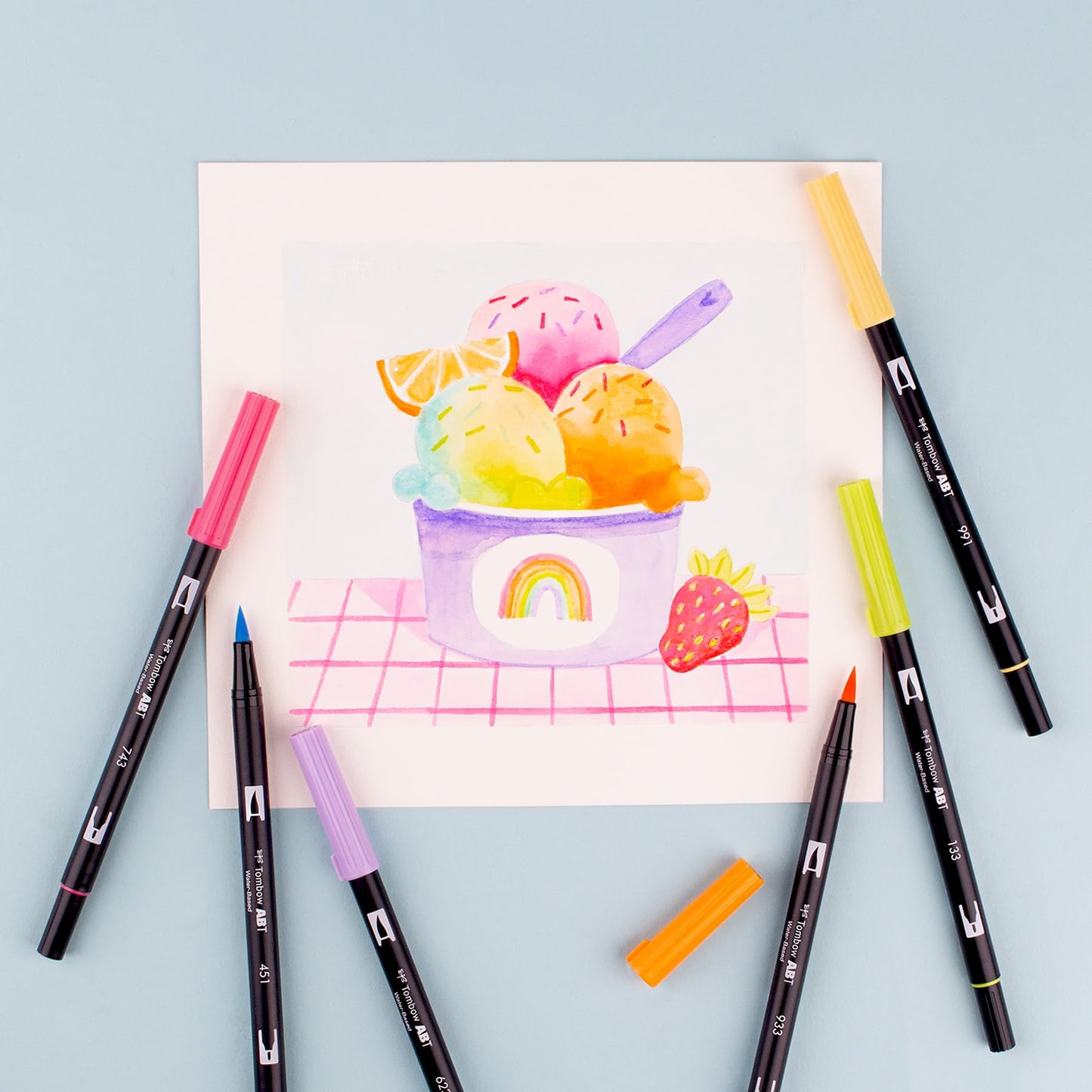 Tombow 56240 Dual Brush Pen Art Markers, Yay Sorbet, 6-Pack. Blendable, Brush and Fine Tip Markers