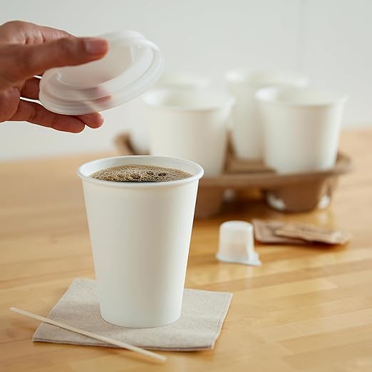 Amazon Basics Disposable Coffee Cups, 10 ounces, Paper, 1000 Count (Pack of 1), White
