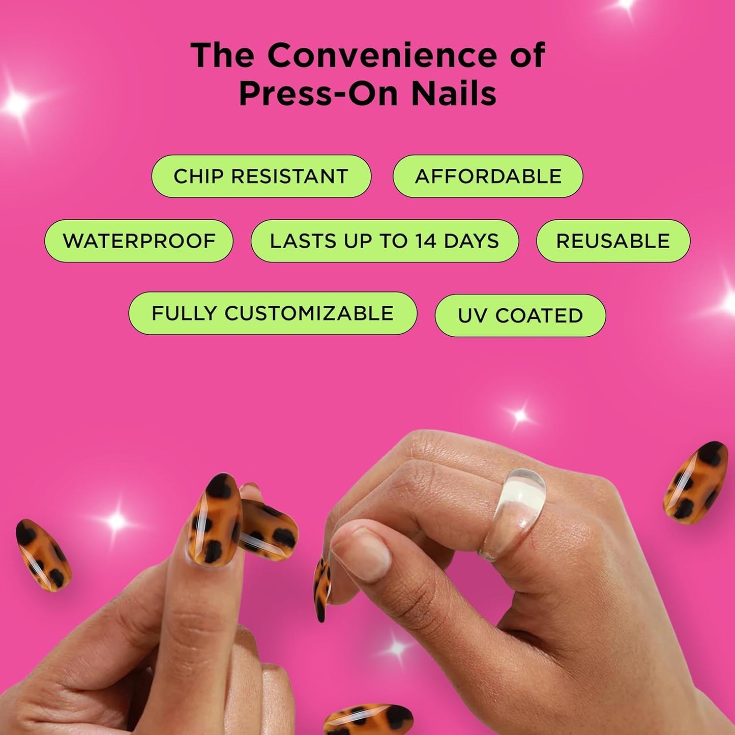 PaintLab Press On Nails - Funfetti Oval Fake Nails, 24 Nails in 12 Sizes with Glue, Reusable Salon Quality Press On Nails