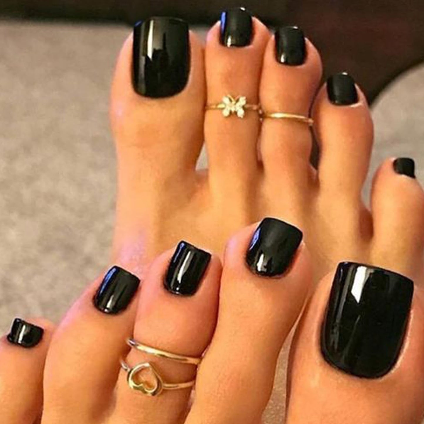 GLAMERMAID Press on Toenails,Dark Red and Black Toenails Press ons,48 Pcs 2 Sets UV Glossy Glue on Toenails for Women Girls,Reusable Acrylic Stick on Toenails for Spring Summer