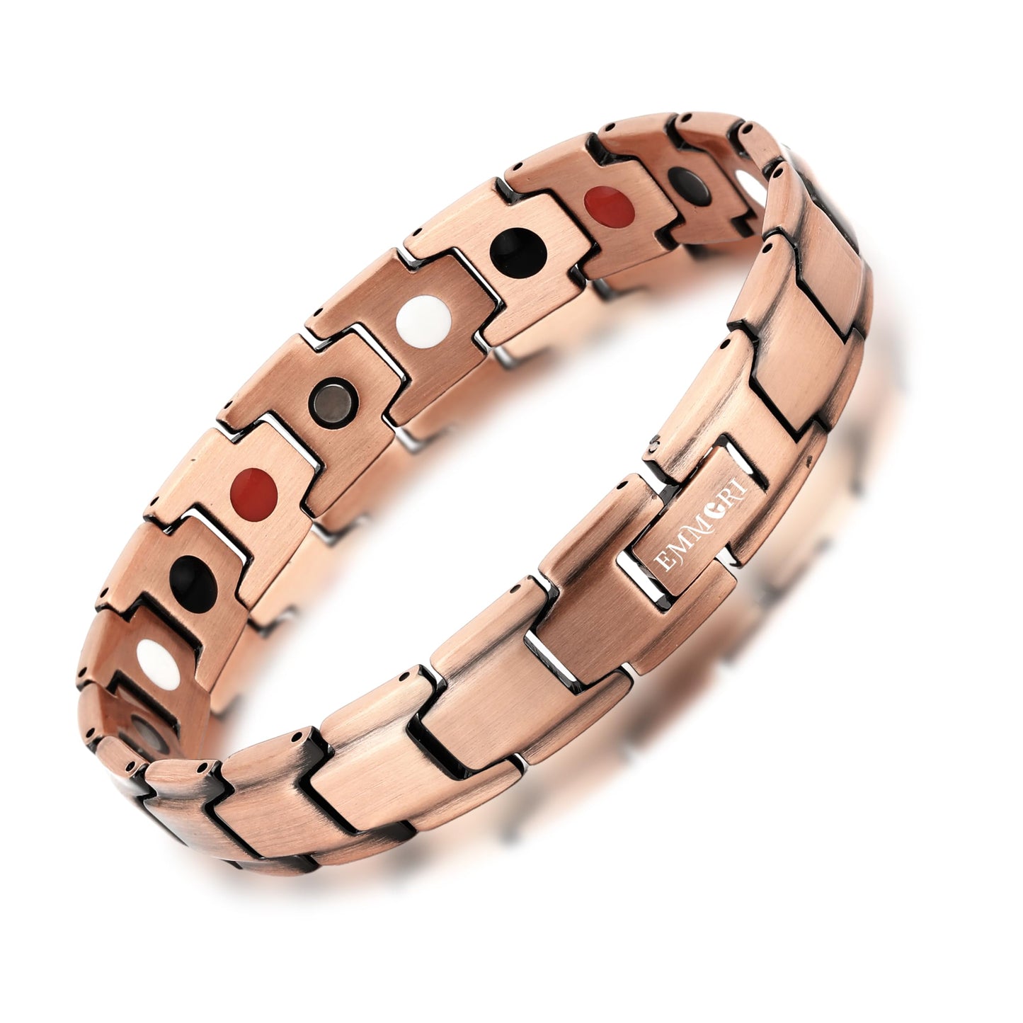 EMMORI Ultra Strength Magnetic Bracelet - 3,500 Gauss Per Magnet -Magnetic Bracelets for Men Woman - Adjustable Length -Pulseras Magneticas (Copper)