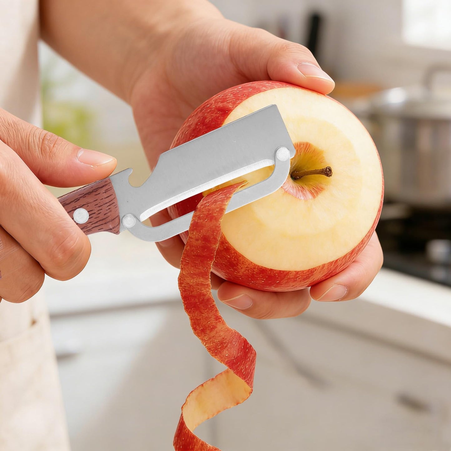 2pcs Multi-Functional Vegetable Peeler with Ergonomic Handle, Stainless Steel Thick & Thin Skin Fruit Peeler with Bottle Opener, Not for Left-Handed Users, Practical Kitchen Tool for Apple Potato