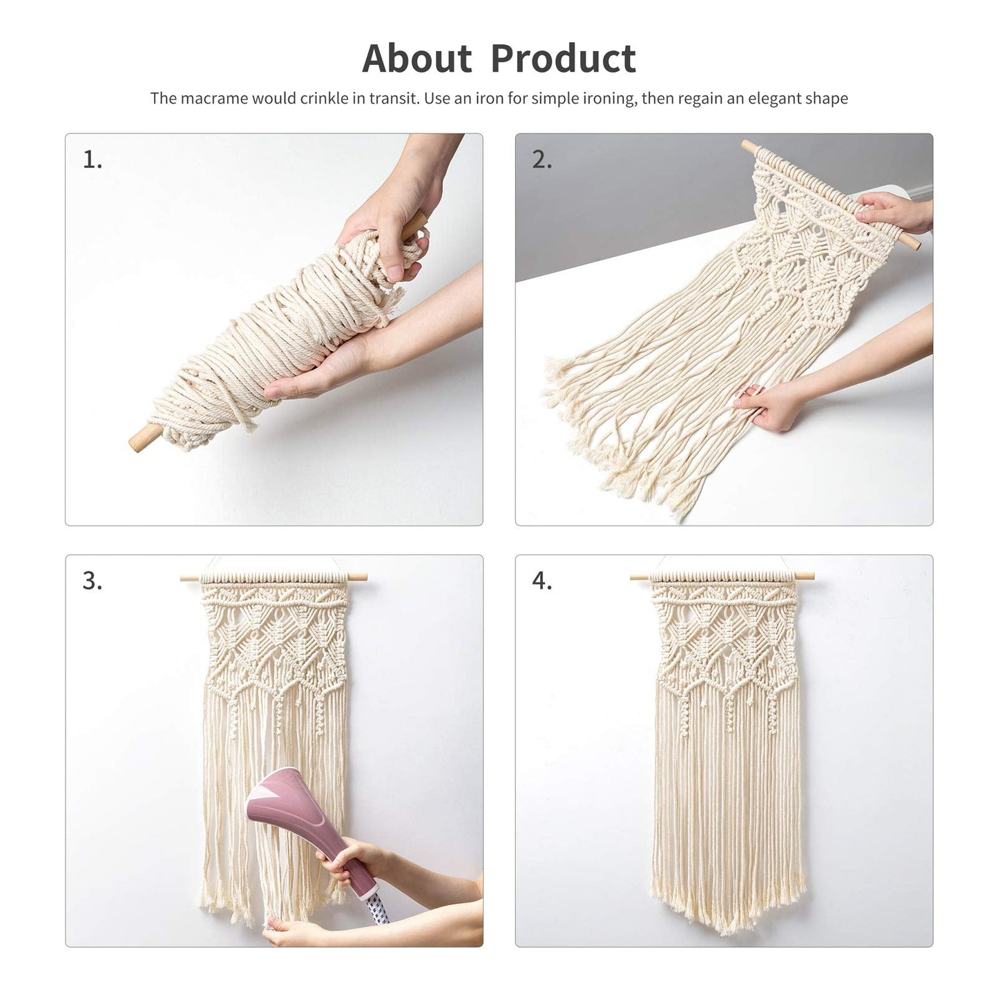 Mkono Macrame Woven Wall Hanging and Boho Storage Basket Home Decor