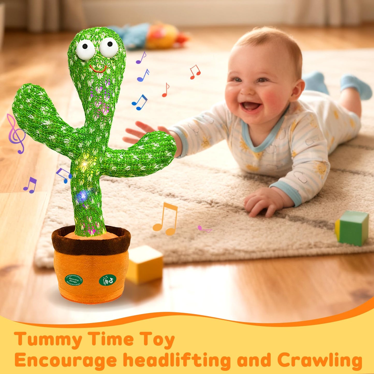 Hunfur Dancing Talking Cactus Toy,Interactive Funny Gift for Baby Infant 6-18 Months, Singing Record Repeat What You Say Light Up Toy for Toddler 1 2 3 Year Old Boy Girl