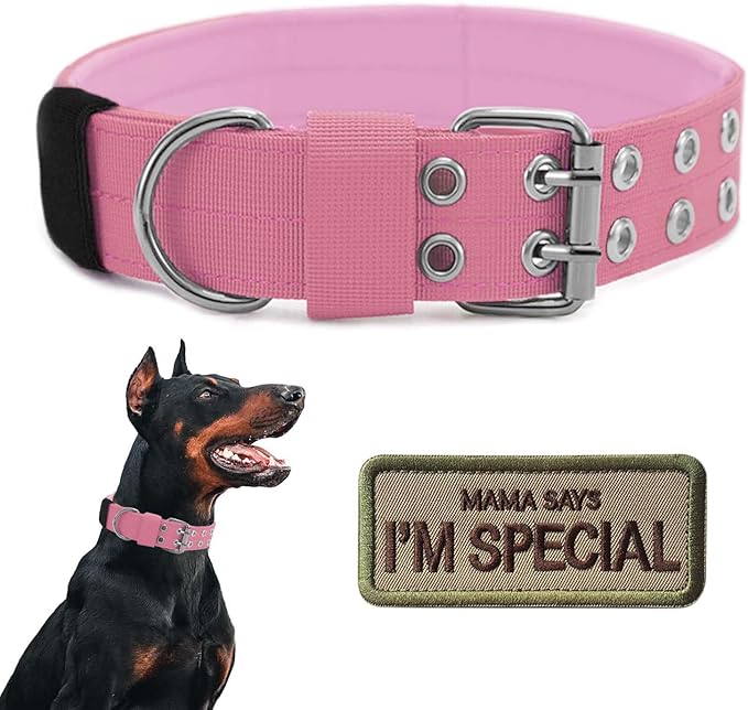 Tactical Dog Collar Heavy Duty Metal Buckle Collars for Medium Large Dogs