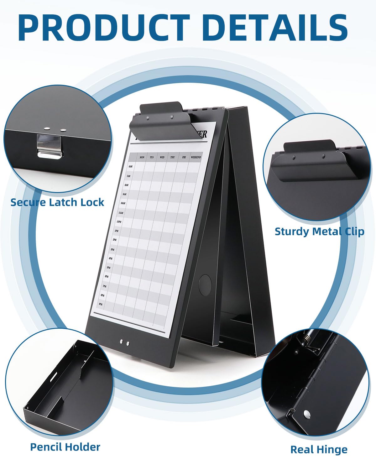Metal Clipboard with Storage, Letter Size Heavy Duty Aluminum Clipboards, Dual Storage Binder Form Holder with High Capacity Clip for Teacher, Nurse, Police, School & Office Supplies - Frosted Black