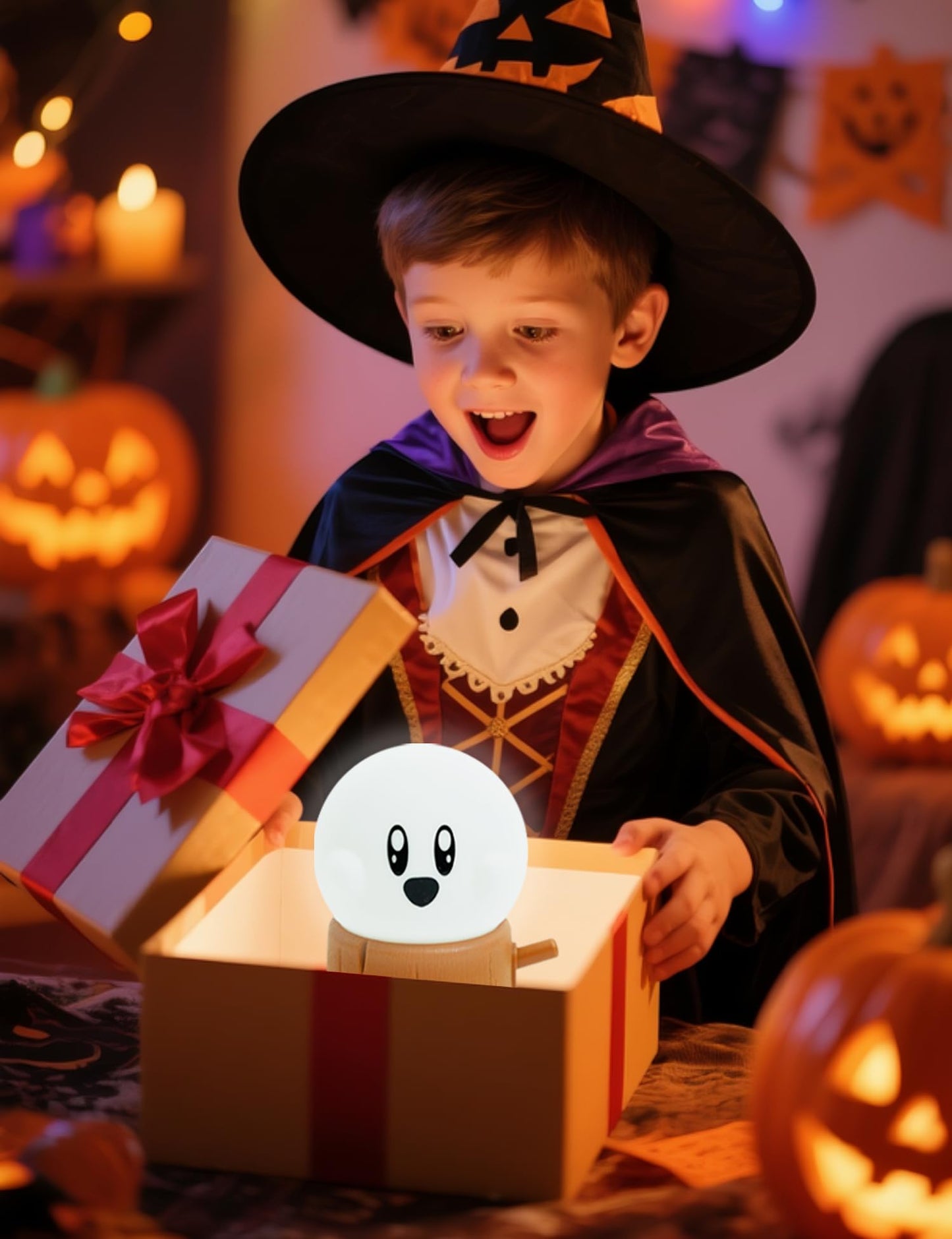 BANDIANCY Ghost Stumps Lamp, Cute Ghost LED Night Light, Halloween Party Decorations Indoor, Halloween Centerpieces Decorations for Table, Shelf, Fireplace