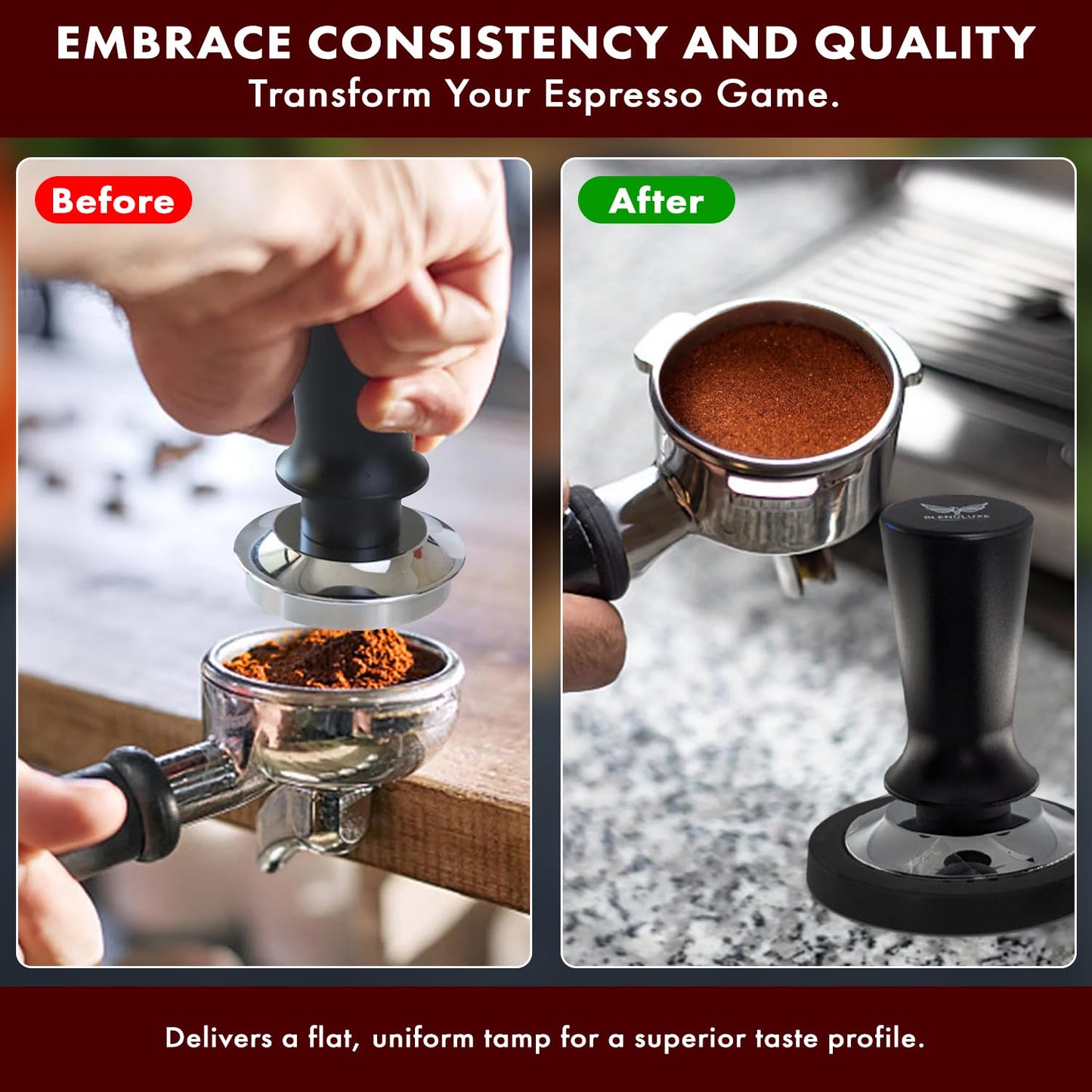 51mm Coffee Tamper - Premium Stainless Steel Espresso Press with Flat Base, Spring Loaded, Ergonomic Handle for Barista-Quality Espresso & Consistent Tamping, Perfect for Home & Commercial Use