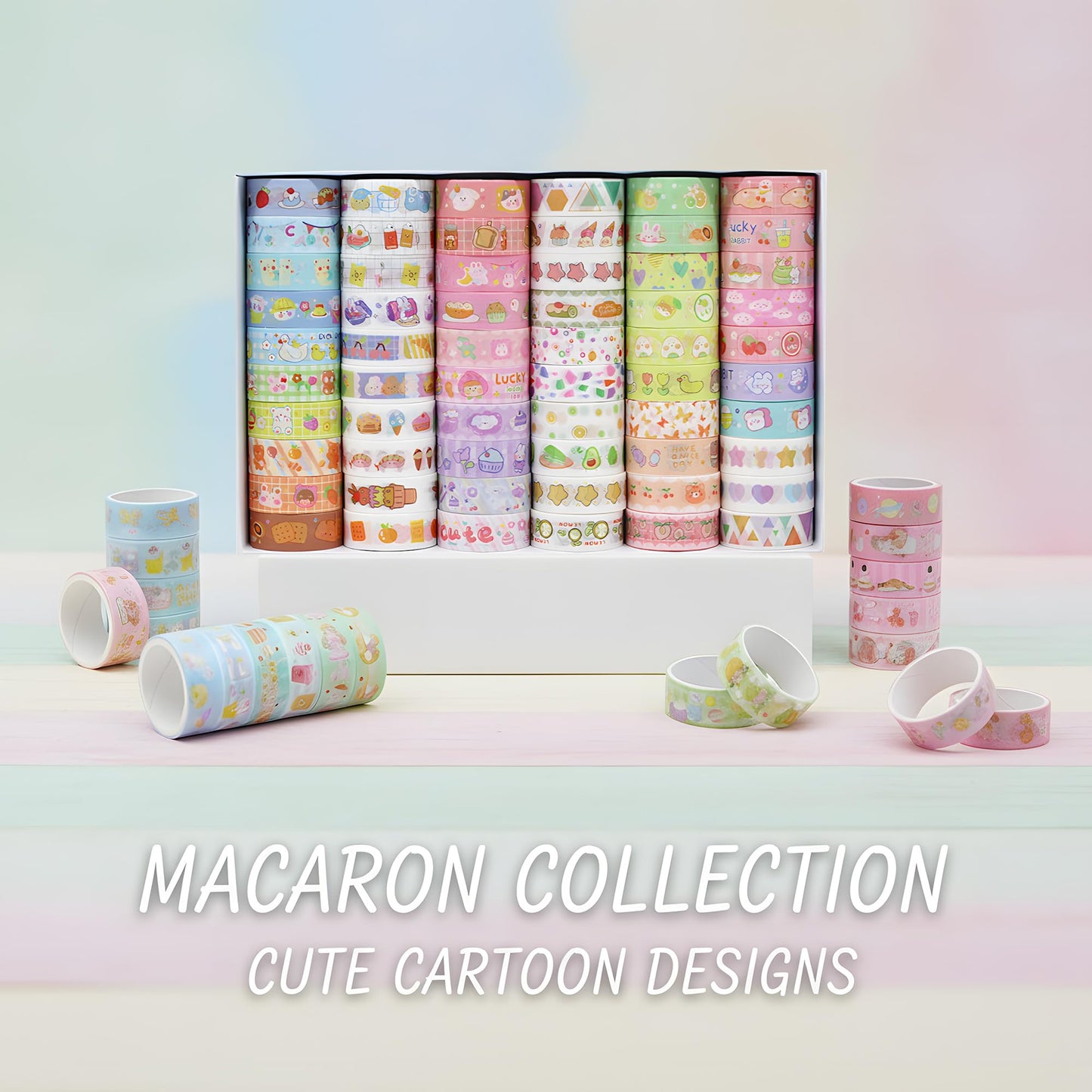 Sifaolp 60 Rolls Washi Tape Set, 15mm Wide Cute Sytle Washi Stickers, for Junk Journal Scrapbook Tape, Bullet Journaling Scrapbooking Supplies, Planner Sticker DIY Craft DéCor