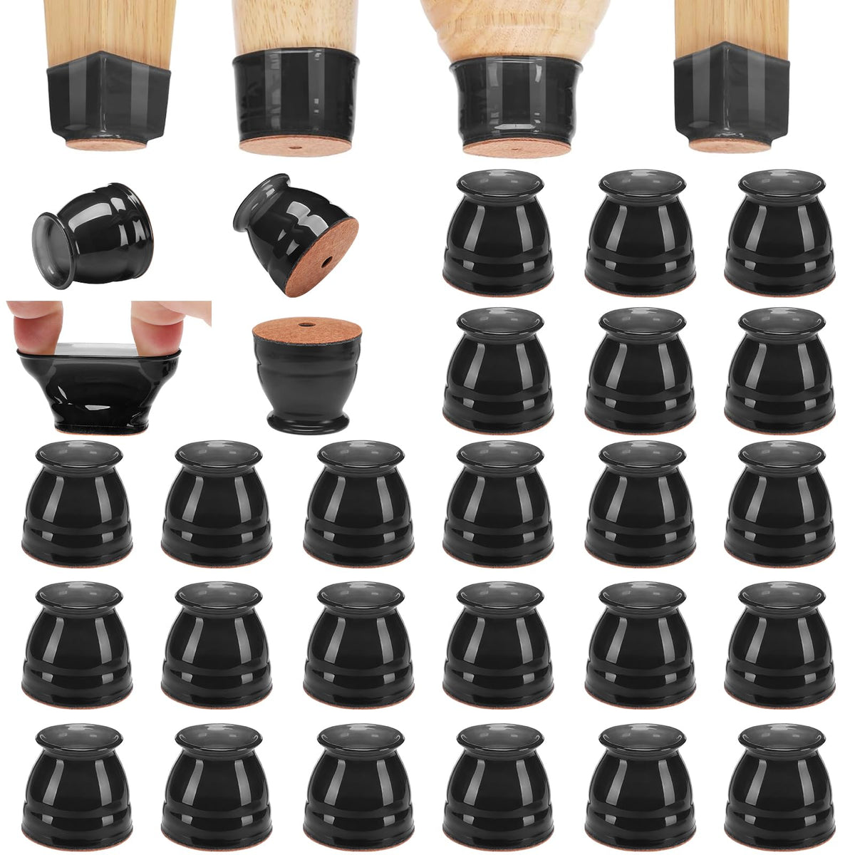 24 Pack Chair Leg Floor Protectors for Hardwood Floors (24 Count)