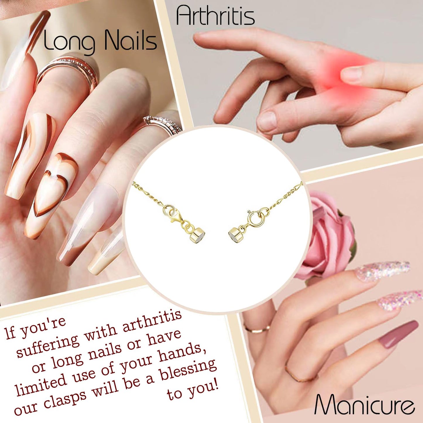 OHINGLT Magnetic Necklace Clasp Extra Strong, Gold Plated Magnet Jewelry Clasps Converters for Bracelet Necklaces Chain