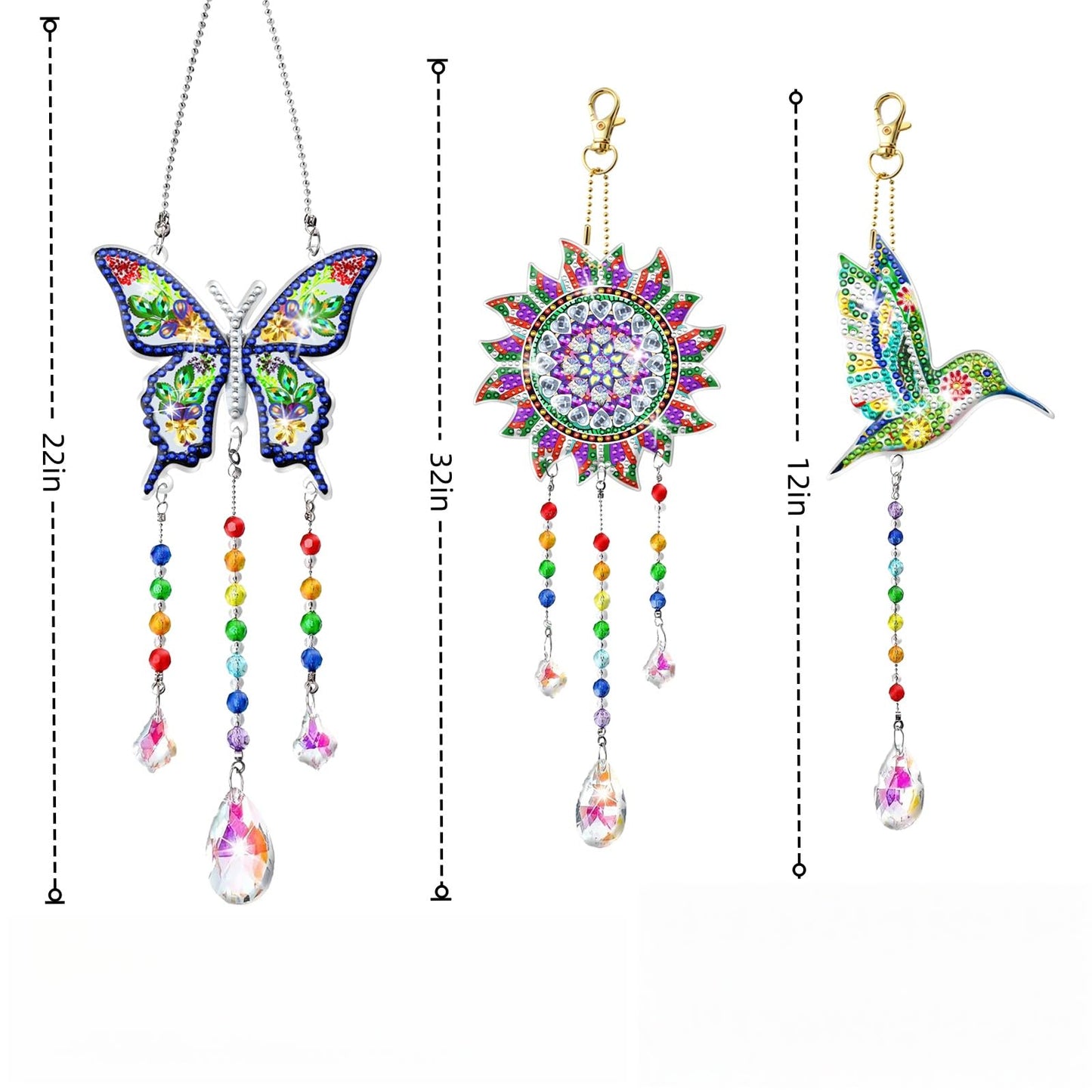 DIY Diamond Art Painting Kits for Adults Wind Chime Suncatcher Hummingbird Craft Kit Home Window Garden Decor Gift