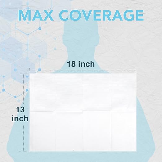 80 Pack Disposable Dental Bibs 13"x18", 3-Ply Waterproof Tattoo Bibs Sheet for Nail Salon, Dental Clinic, Feeding, Tattoo Shop (White)