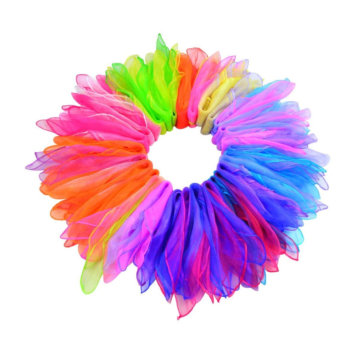 Wobe 30pcs Dance Scarves Square Juggling Scarf Magic Scarves, Magic Tricks Performance Props Accessories Movement Rhythm Band Scarf 24 by 24 Inches Random Graduated Colors Handkerchief