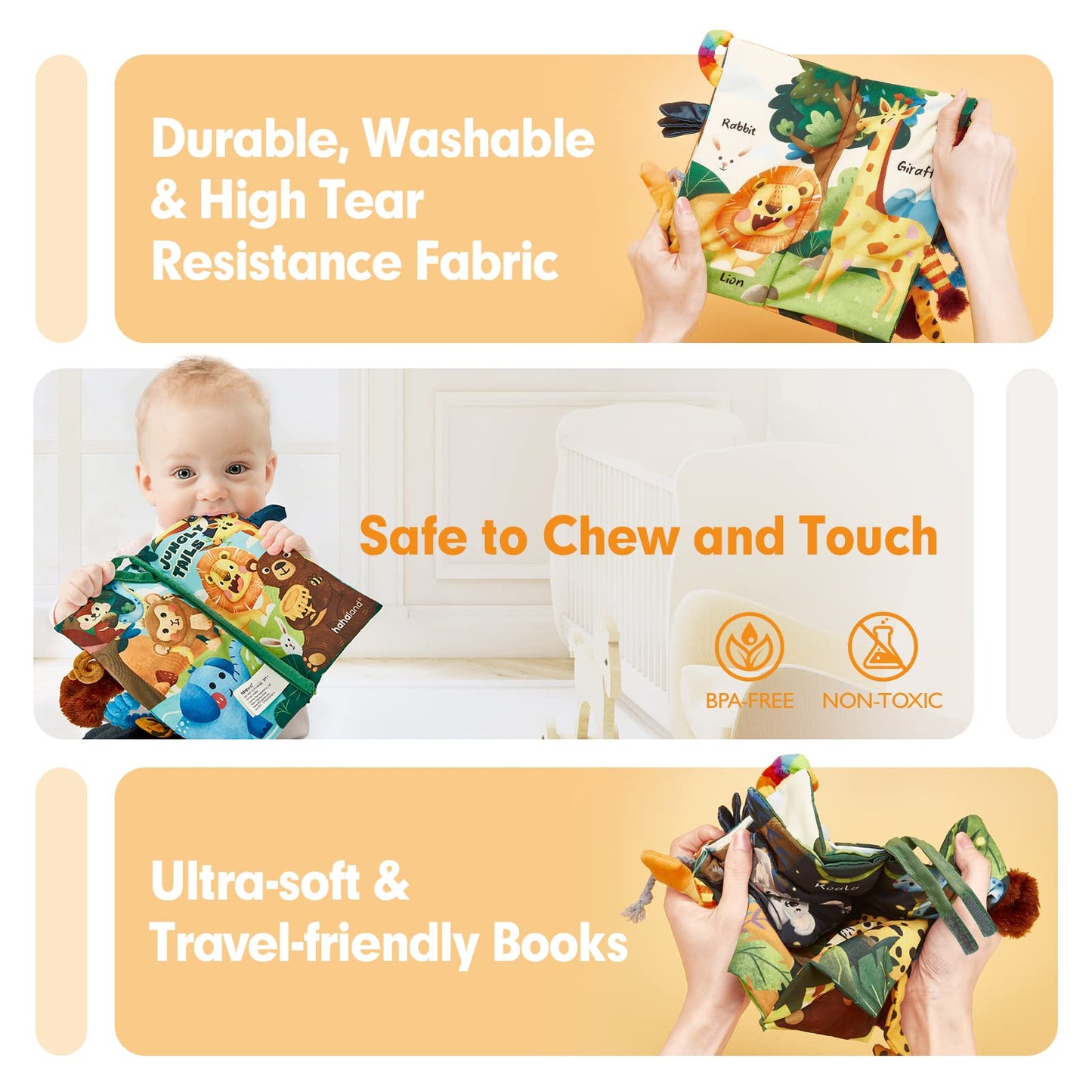 hahaland Baby Sensory Book & Baby Sensory Tissue Box Toy