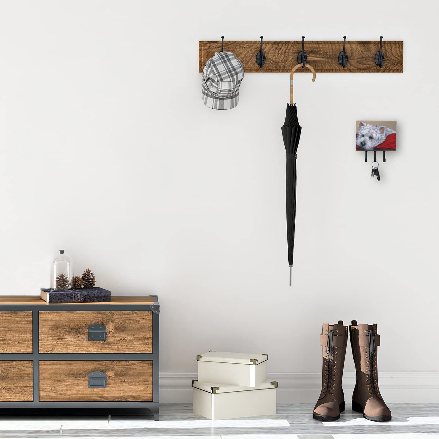 Caroline's Treasures PPP3284TH68 Westie Red Pillow Leash or Key Holder, Wall Hooks, Key Hooks Holder, Coat Rack Wall Mount, Coat Hooks, Hooks for Hanging Keys, Towels, Aprons, Leashes,