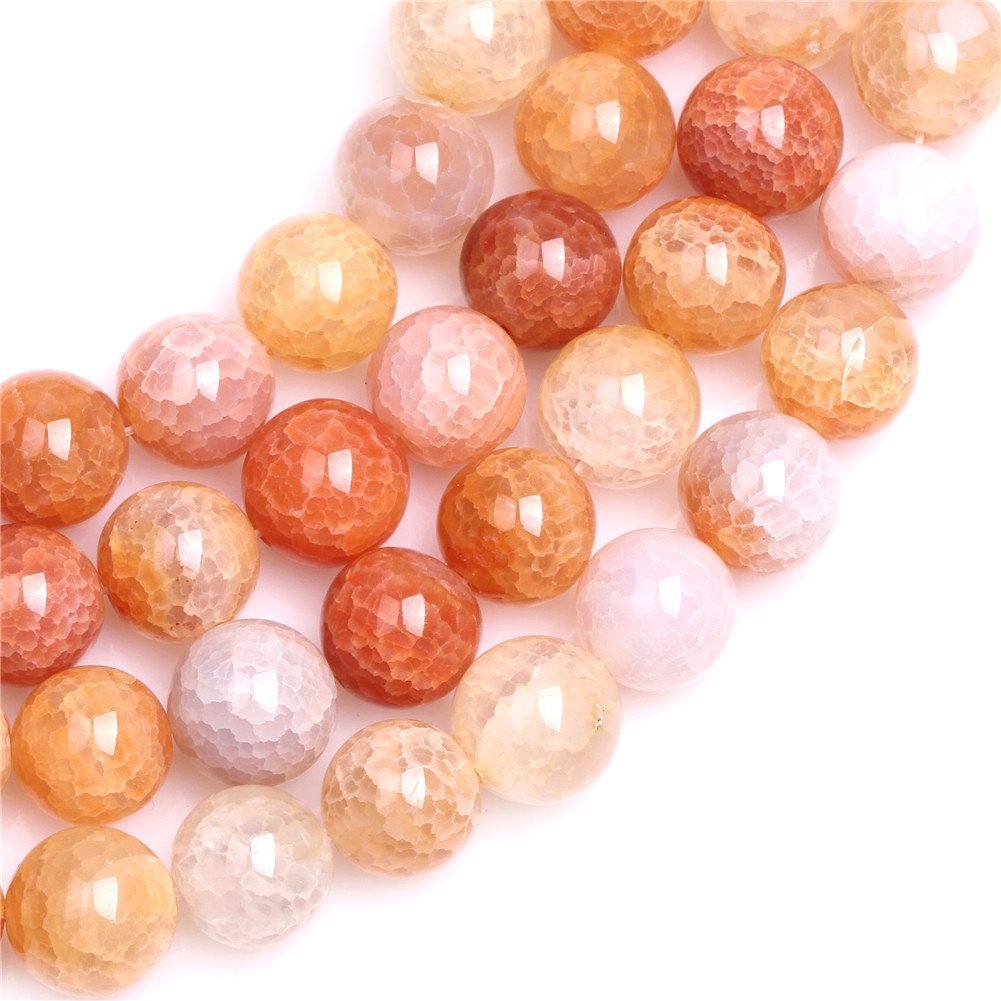 8mm Natural Crackled Agate Beads Round Gemstone Loose Beads for Jewelry Making (47-50pcs/strand)