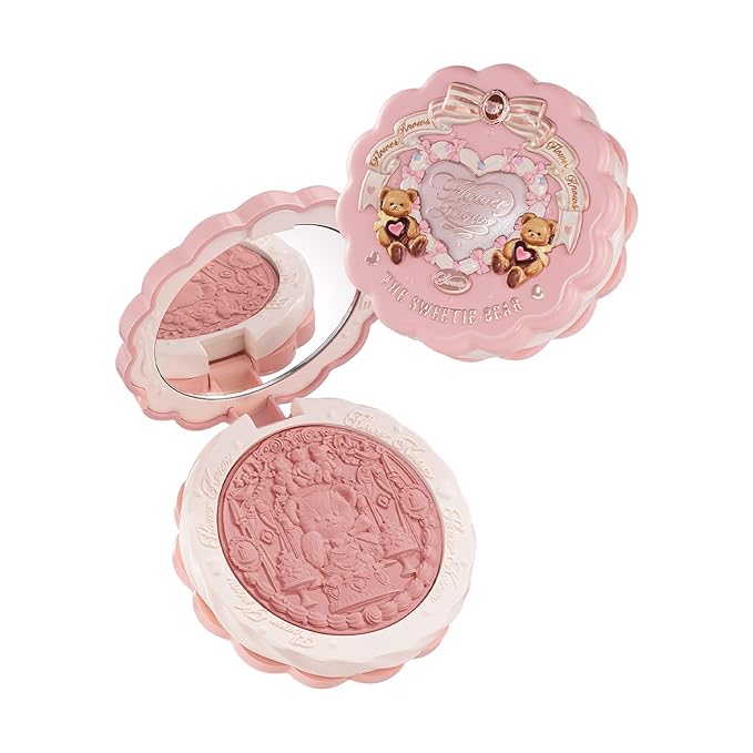 Flower Knows The Sweetie Bear Collection Silk Satin Blush,Seamless Soft Blendable Pressed Powder Pink Blush,Highly Pigmented & Long Lasting Natural Finish,0.18 Oz(03 Rose Chanson)