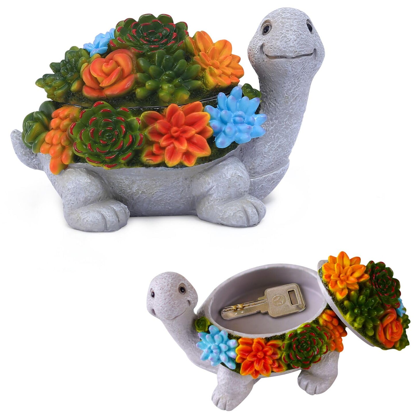 Fashionoda Outdoor Turtle Key Hider Statue - Cute Succulent Turtle Hide a Key Outdoor Decorative - Small Gift Box for Women, Home Decor & Gifts