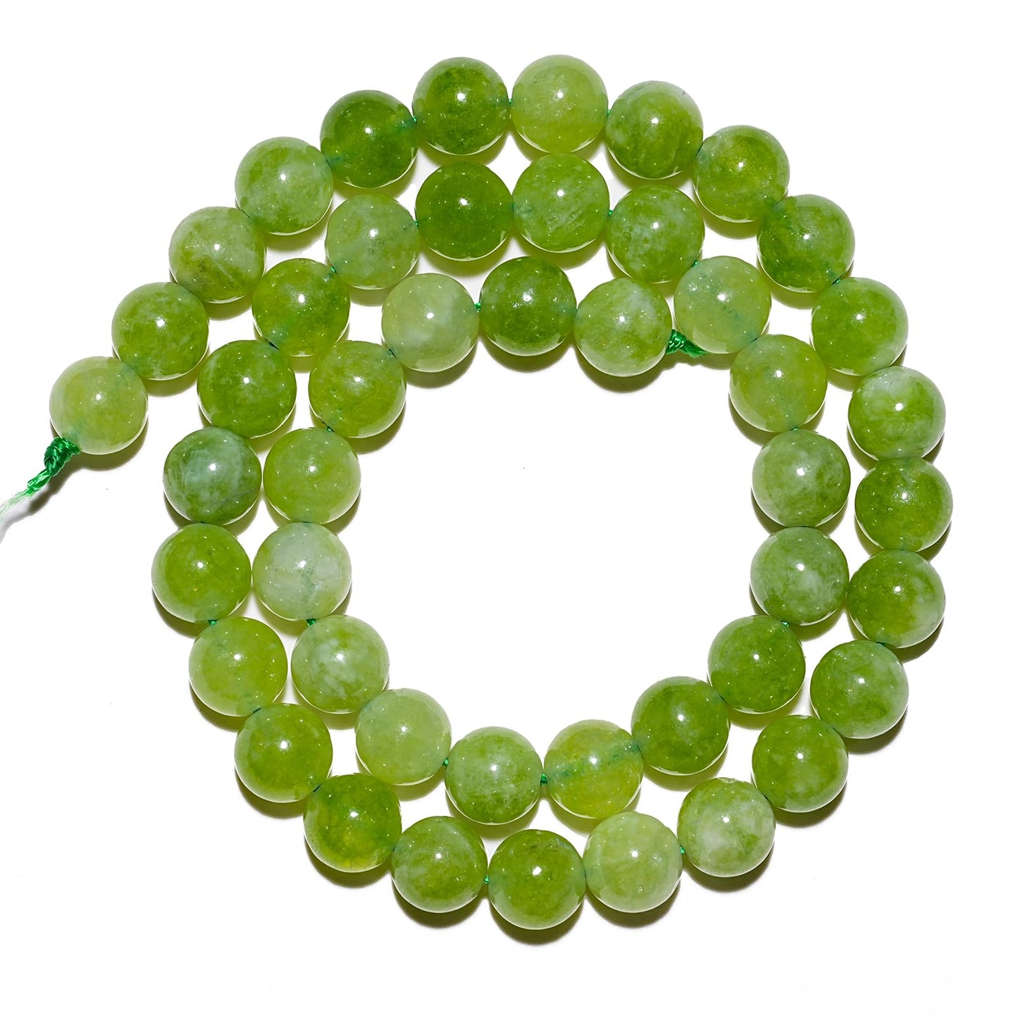 10mm Natural Green Peridot Gemstone Beads Polished Round Smooth Stone Beads for Bracelets Jewelry Making 15inch Loose Beads