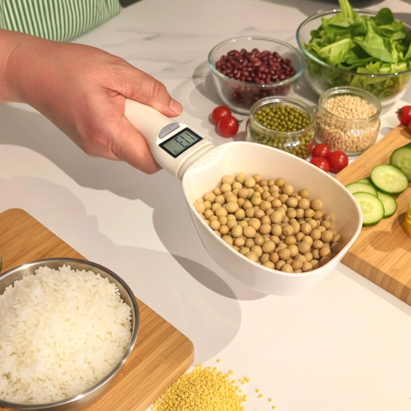 Electronic Measuring Spoon, Weighs 0.1g-800g Precision, Digital Kitchen Spoon Scale, Clear LCD Display, Includes Button Battery, Ideal For Cooking, Baking, Coffee Brewing, Pet Feeding
