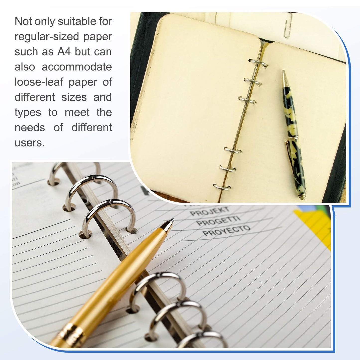 PATIKIL A5 3 Hole Ring Binder Mechanisms, 3 Set 0.8" D Ring Replacement Binder Planner Loose Leaf Binding Spines for Organizers DIY Fill Paper Storage Folder Accessories, 25mm Silver Tone