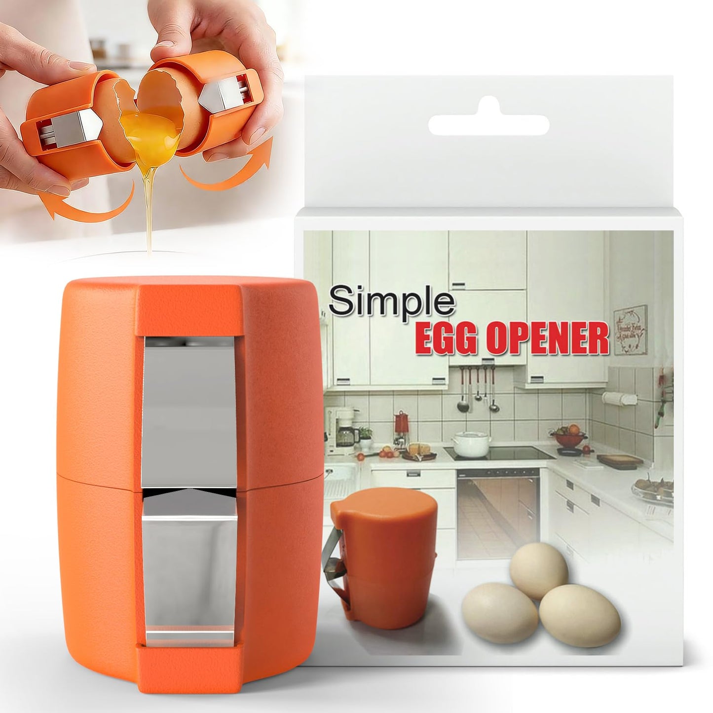 2026 New Upgrade Egg Cracker, Silicone Egg Shell Opener Suitable for Cracking Raw Eggs, Eggs Shell Breaker in Paper Box Packaging, Opens Egging with Ease, Kitchen Convenience Gadget