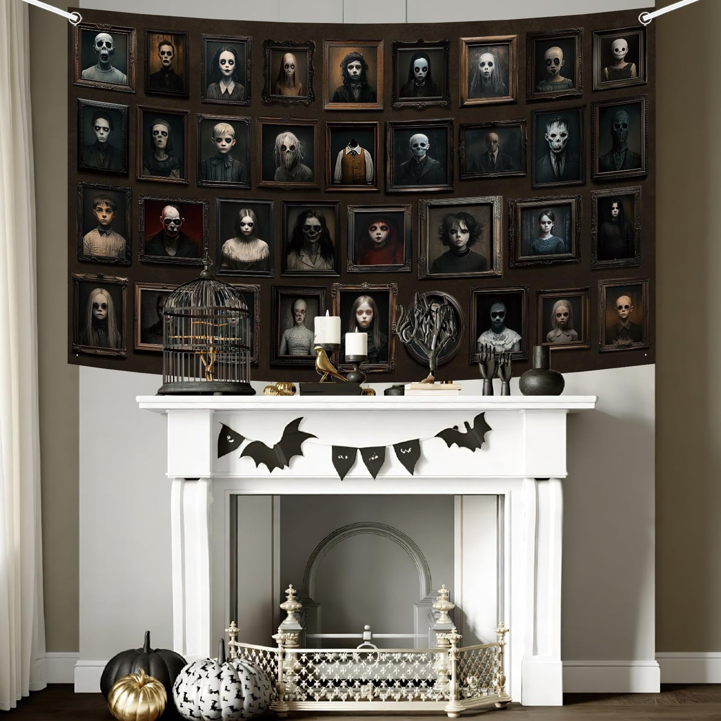6x3.6ft Halloween Portrait Backdrop Banner Horror Decorations Haunted Banner Gothic Mansion Portraits Halloween Black Photography Background
