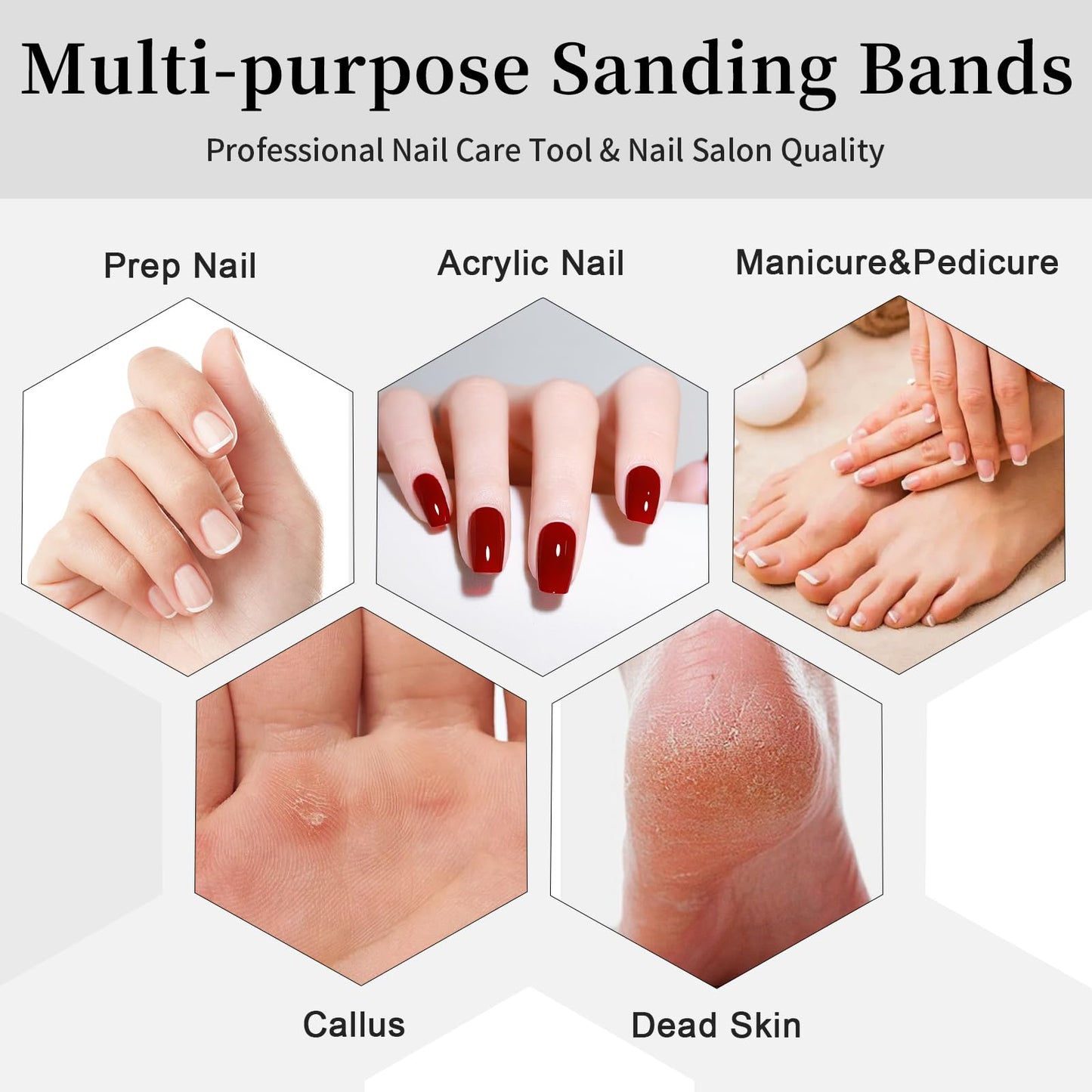 BLESWIN 200pcs #180#240 Grit Small Sanding Bands for Nail Drill with 2pcs 3/32’’ Upgrade Mandrels Bits, Mini Sanding Bands for Nail Drill for Manicure Nail Salon and Nail Enthusiasts Use – White