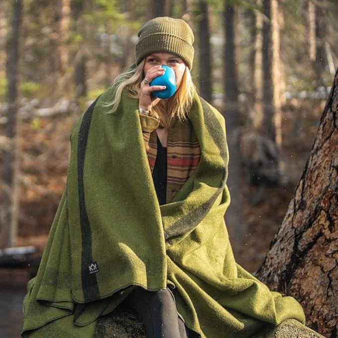 Arcturus Military Wool Blanket - Warm, Thick, Washable - Great for Outdoors, Camping, Stadium Blanket, Picnics, Travel - Car & Bushcraft Survival Kits, Large 64in x 88in 4.5 lb