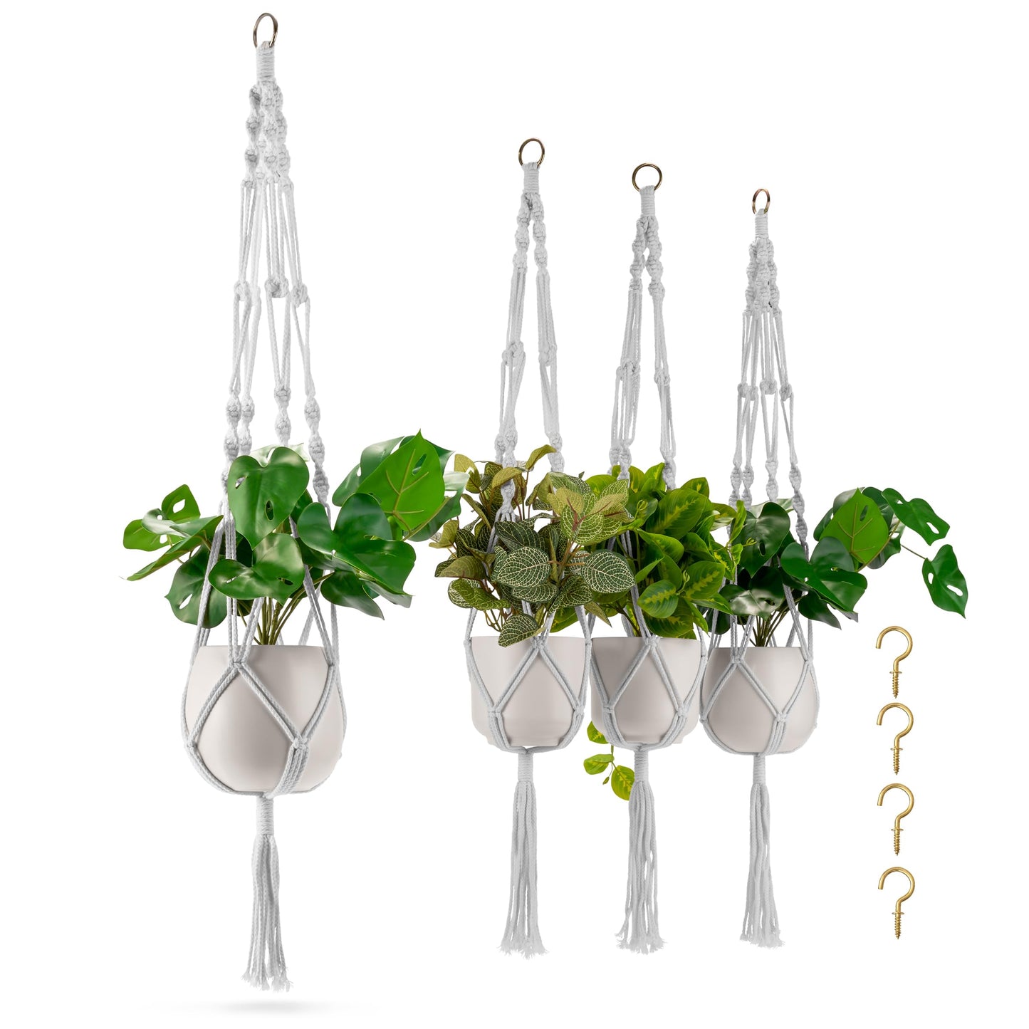 Sorbus Macrame Plant Hanger [4 Pack] Indoor Outdoor Hanging Plant Pots Cotton Rope, Elegant for Home, Patio, Garden