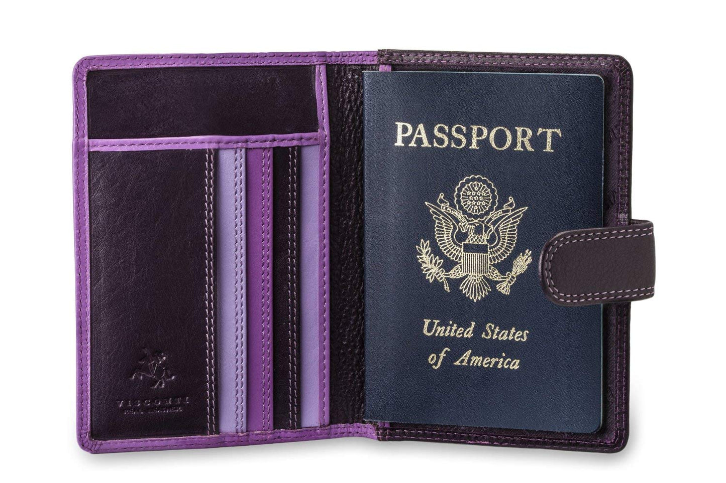 Visconti Soft Leather Secure RFID Blocking Passport Cover Wallet - POLO 2201, Lilac/Multi, One Size