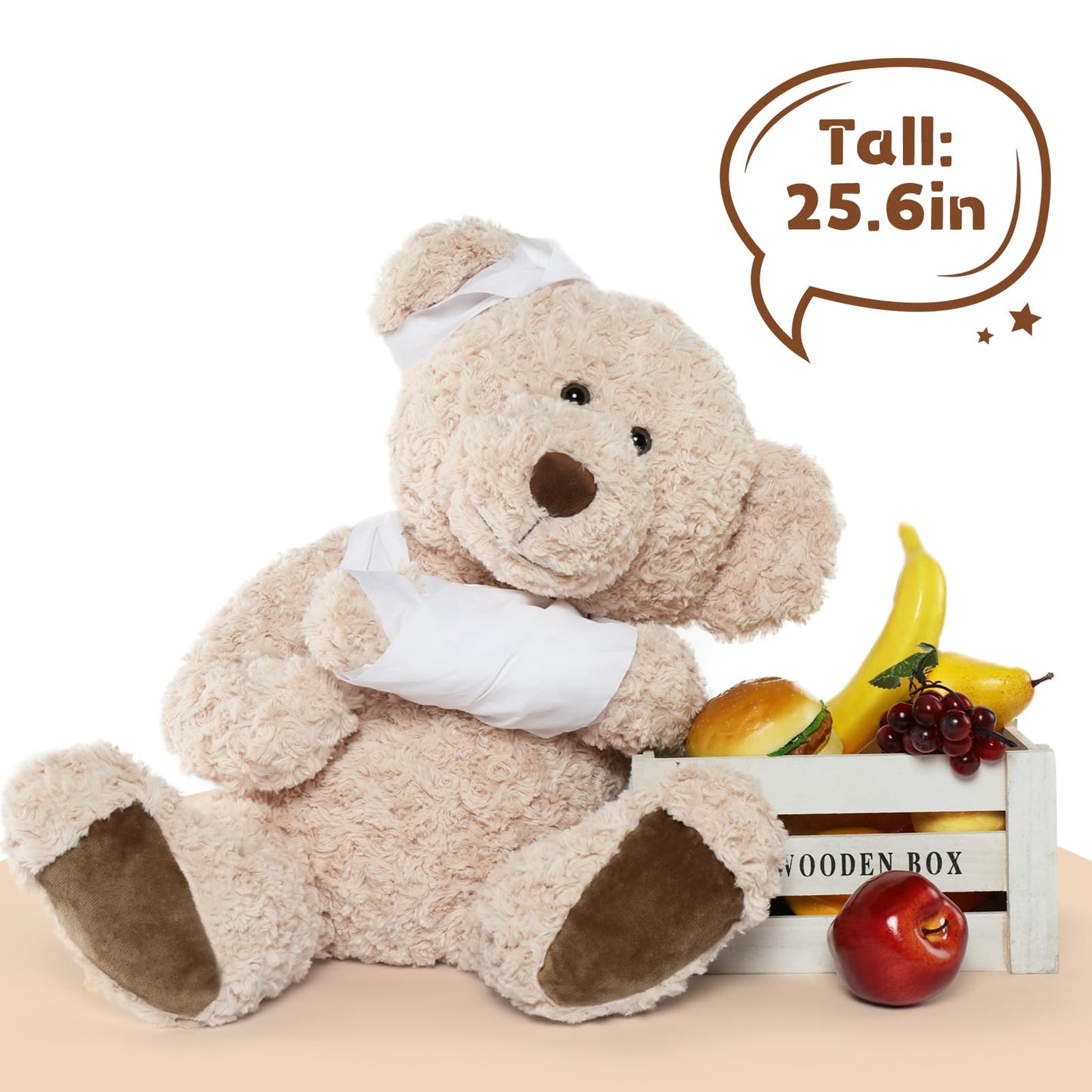 Muiteiur 25.6 Inch Get Well Soon Teddy Bear, Broken Arm Gift for Kids, Soft Recovery Bear with Bandage, Gift for Kids Adult After Surgery