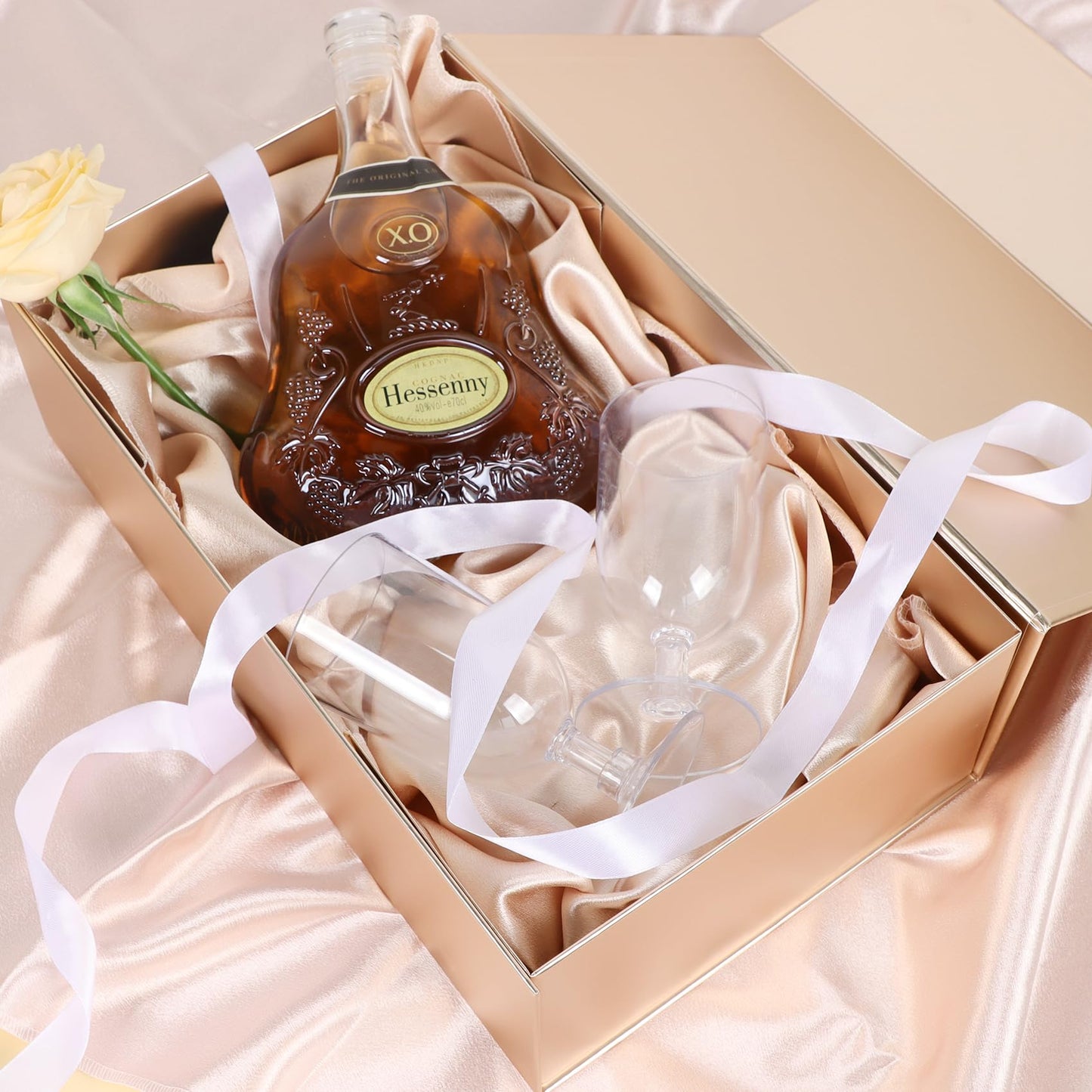 LFBOX Rose Gold Gift Box with Magnetic Lid 13.8x8.3x4.4 in, Bridesmaid Groomsman Proposal Box, Large Rectangle Storage Box 5 Pack