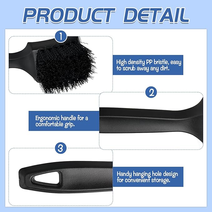 BOUTICOL 2 Pcs Bird Bath Brush Black Hard Bristle Cleaning Brush with Ergonomic Handle Utility Bird Bath Scrub for Bird Feeder Bath Accessories Fountain Outdoor Cleaning