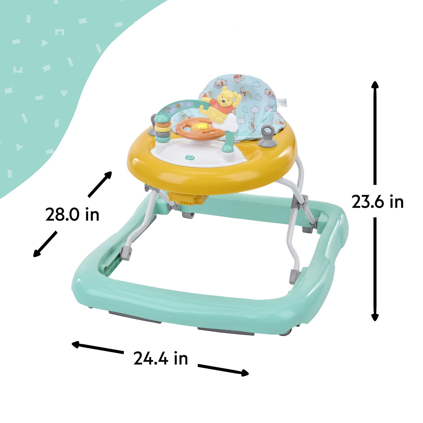 Bright Starts Disney Baby Winnie The Pooh Once Upon a Walk Activity Walker, 2 Ways to Play, Unisex, Ages 6 Months+