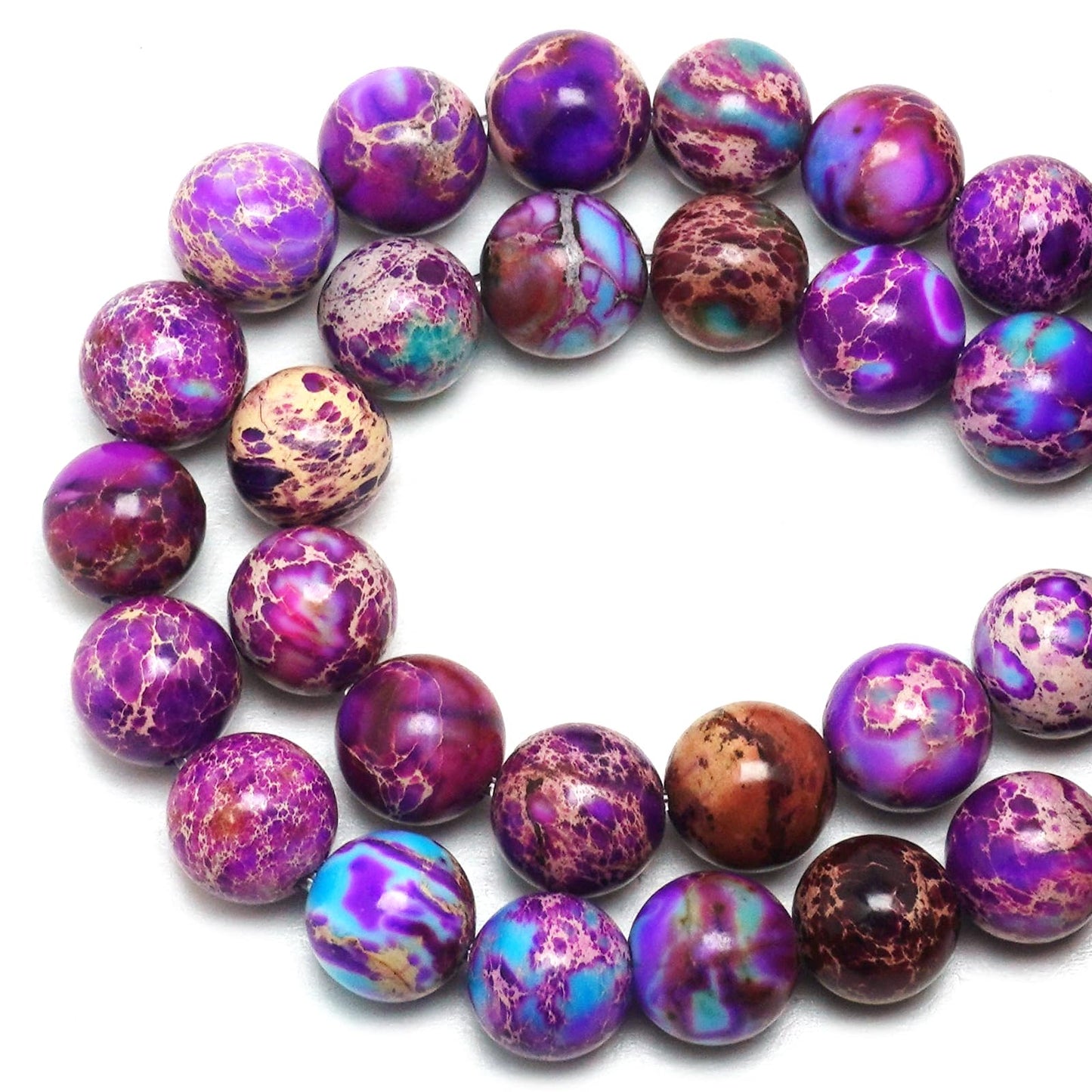 DIQIO Natural Stone Gemstone Beads for Jewelry Making - Galaxy Sea Sediment Jasper Beads for Bracelets, 6mm Semi Precious Crystal Round Beads(58-60pcs, 6mm)