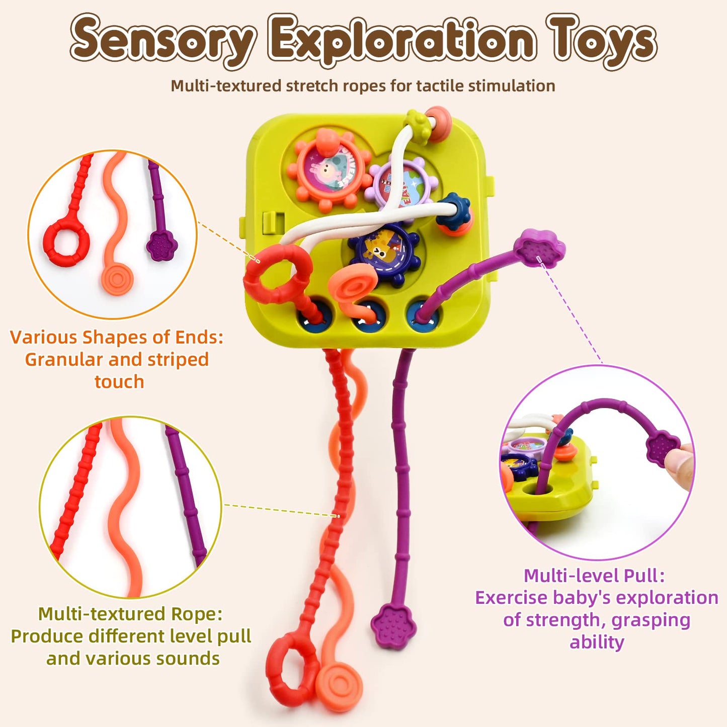 AiTuiTui Multifunction Baby Sensory Montessori Activity Cube Toys, Shape Sorter Early Learning Educational Interactive Toys for Infant Toddlers Boy Girl, Birthday Gifts Easter Basket Stuffers